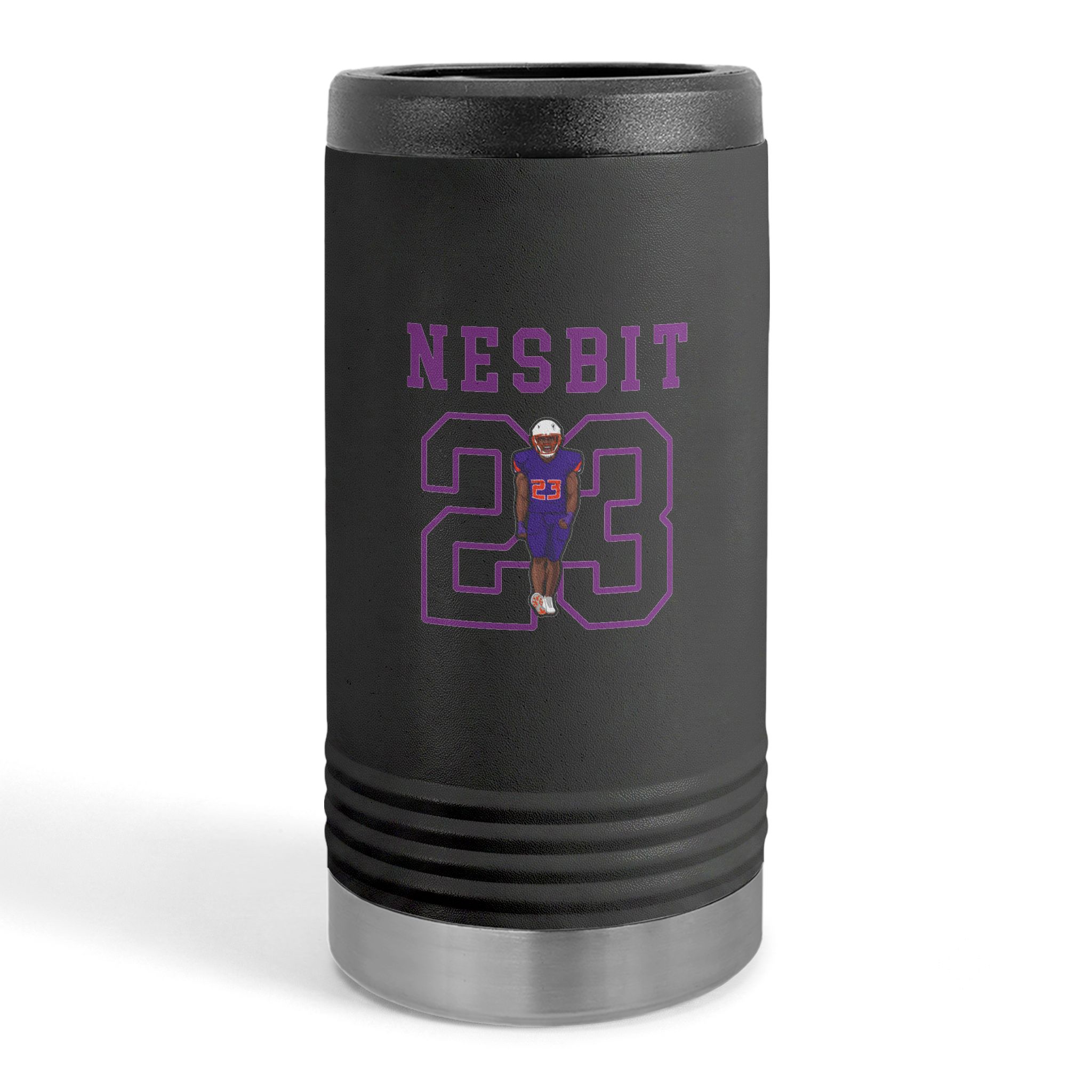 Slim Stainless Can Cooler — character_shirsey in Black