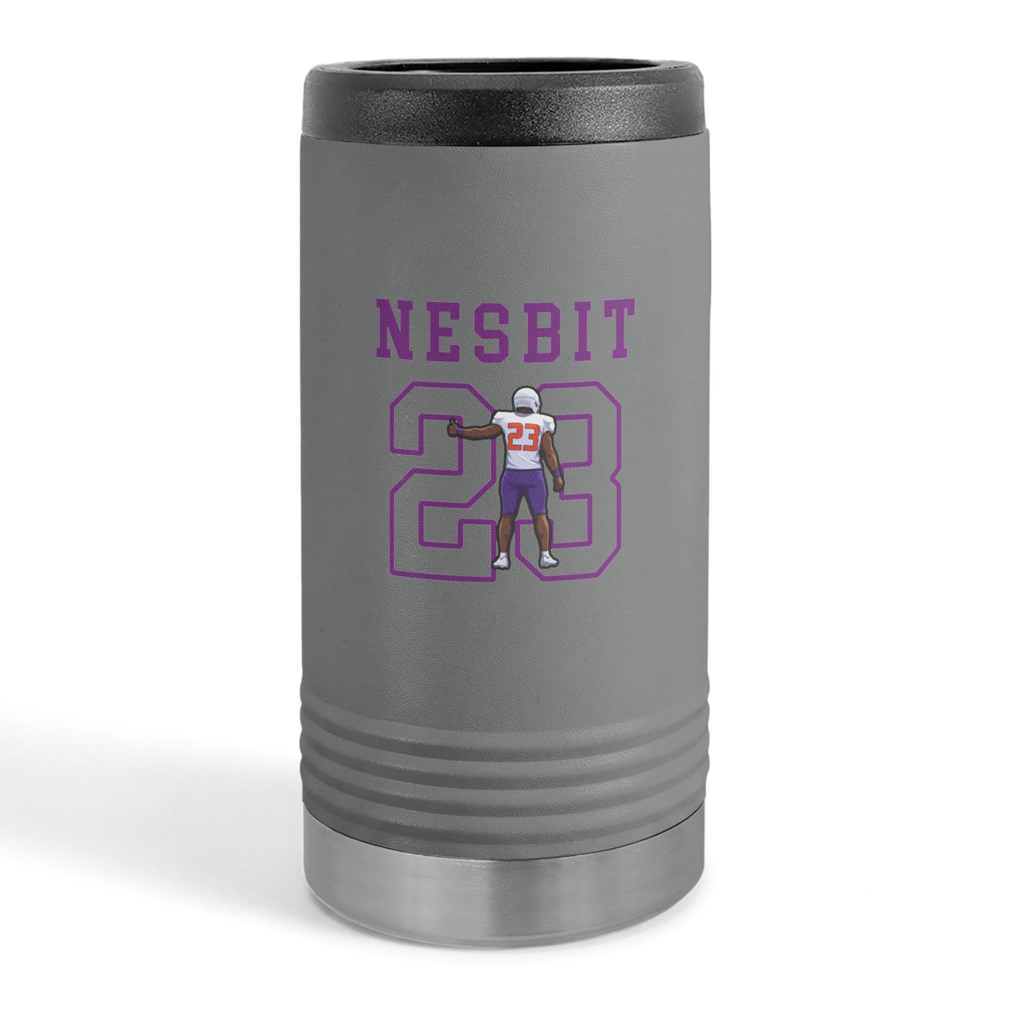 Slim Stainless Can Cooler — character_shirsey in Grey