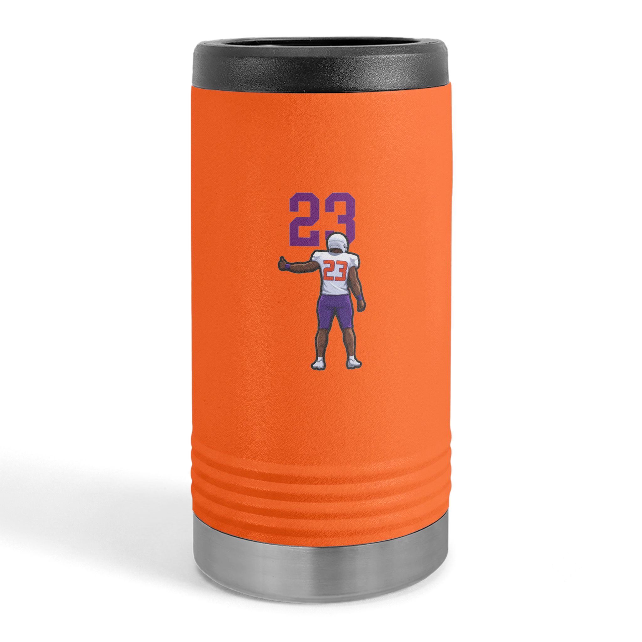 Slim Stainless Can Cooler — character_number_top in Orange