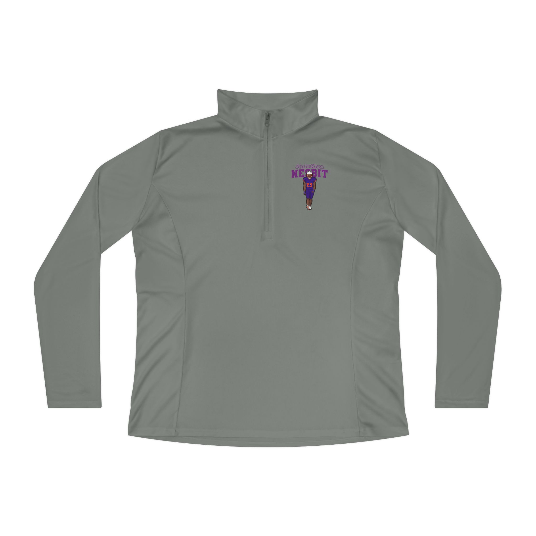 Women's Q-Zip Pullover — character_name_arch in Grey