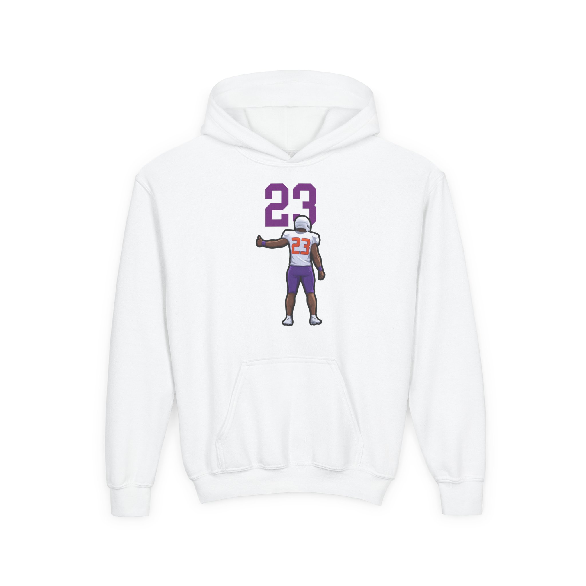 Youth Hoodie — character_number_top in White