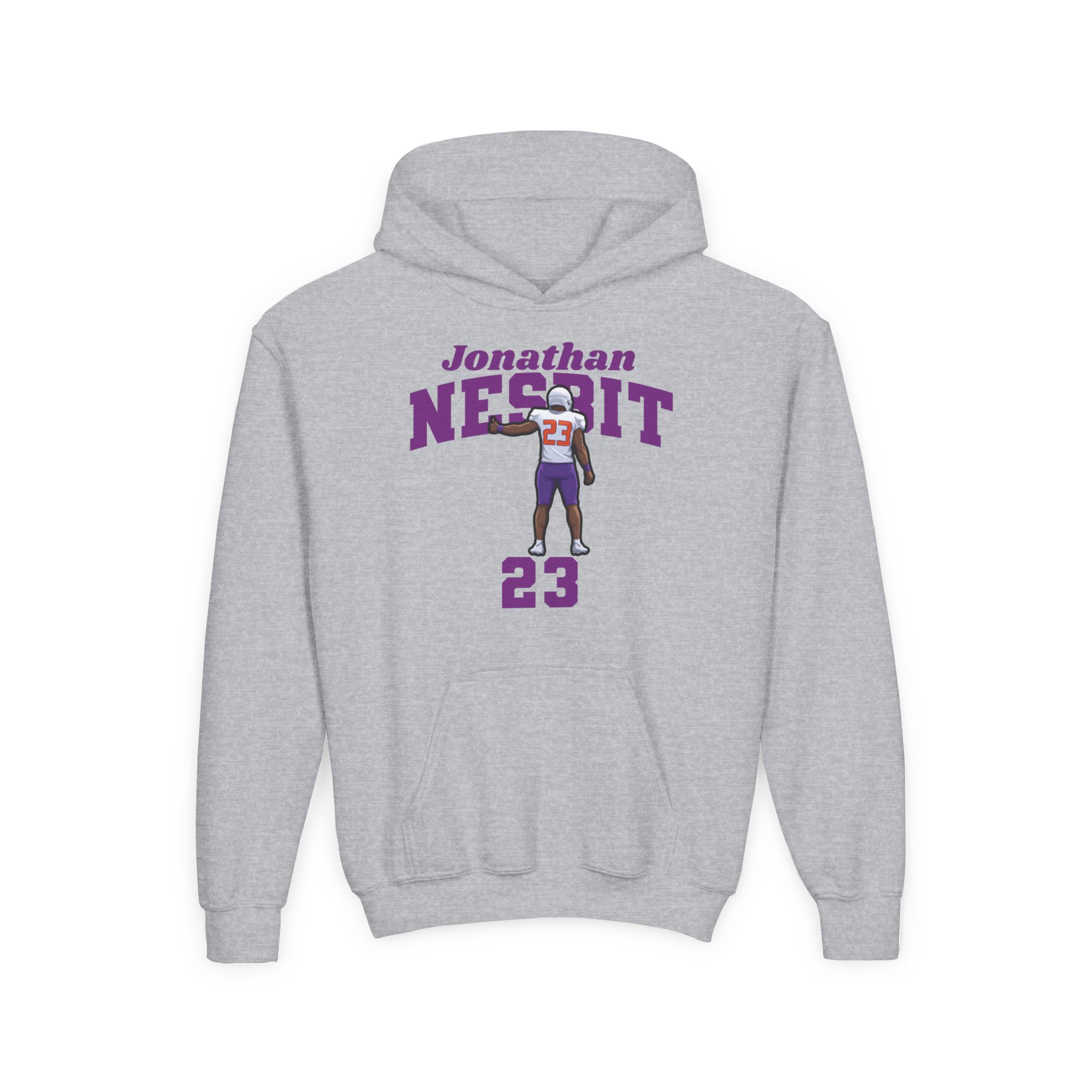 Youth Hoodie — character_signature_arch in Grey