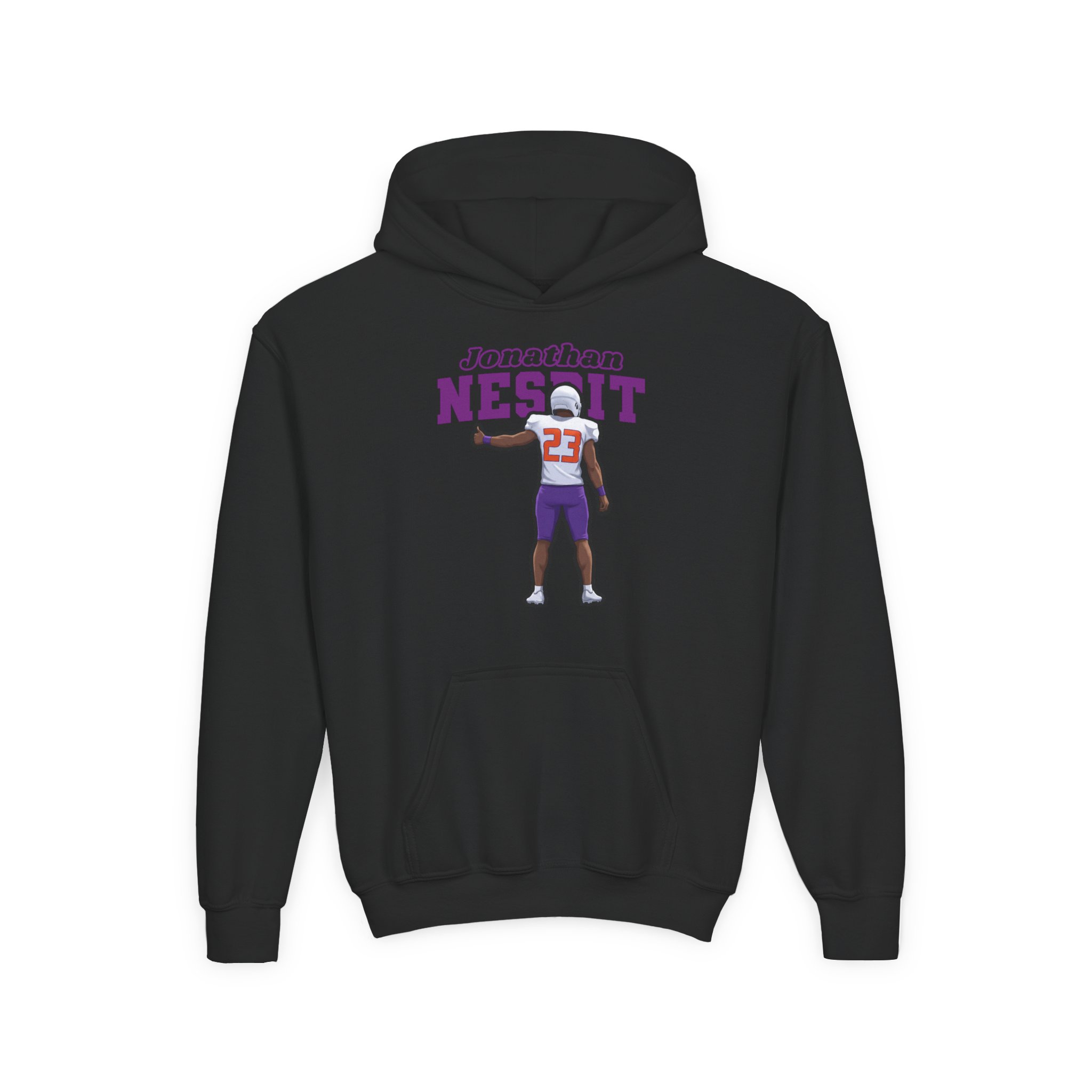 Youth Hoodie — character_name_arch in Black