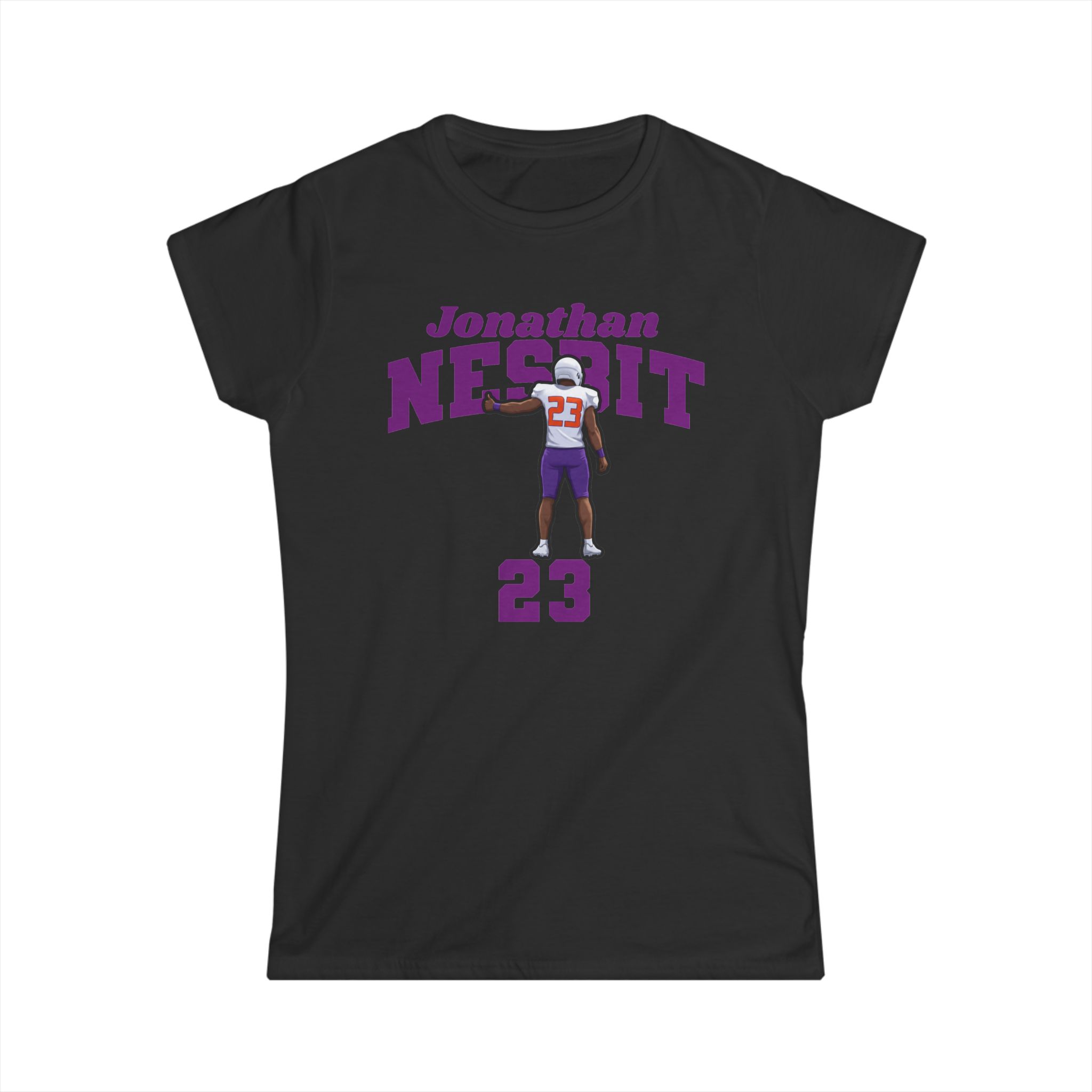 Women's Softstyle Tee — character_signature_arch in Black