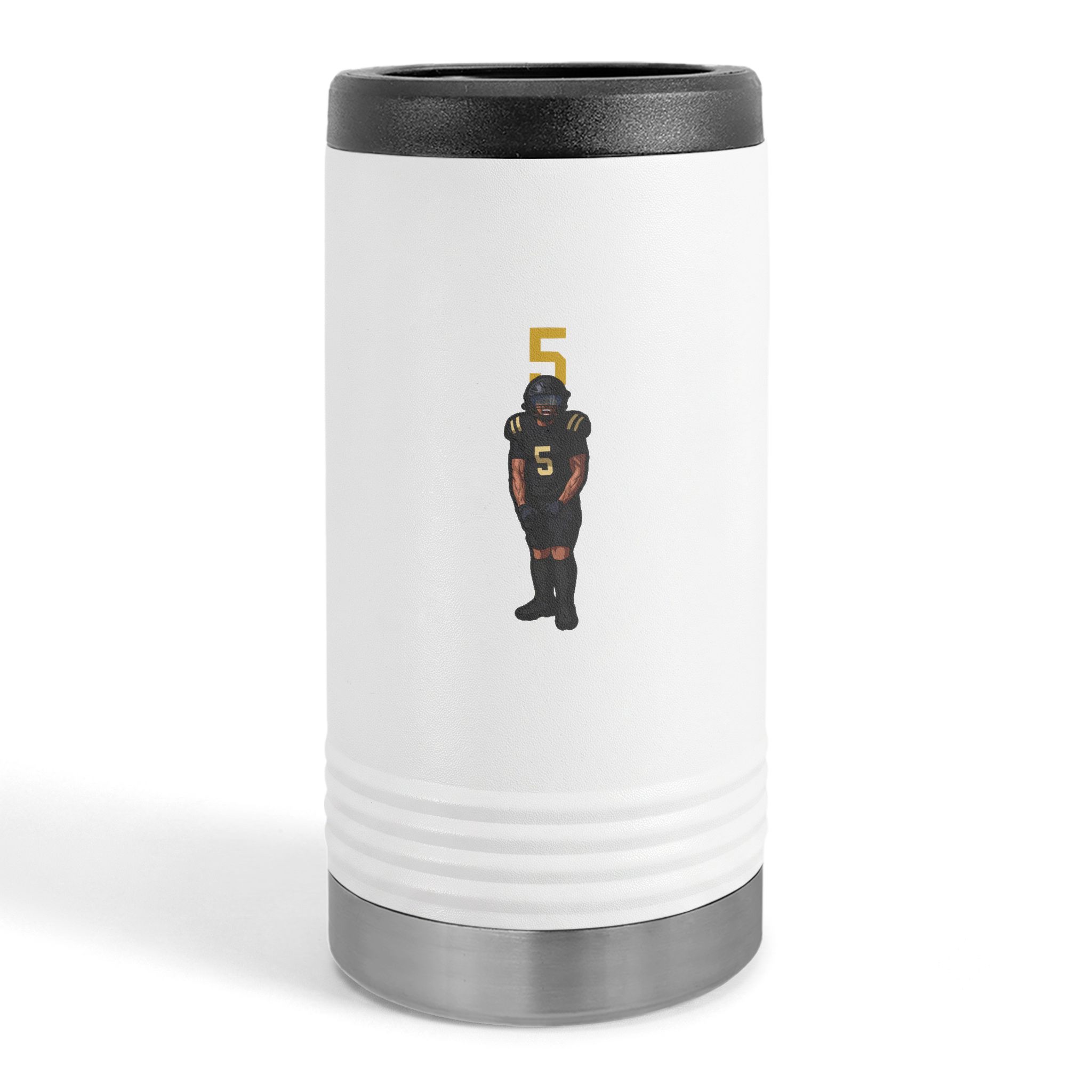 Slim Stainless Can Cooler — character_number_top in White