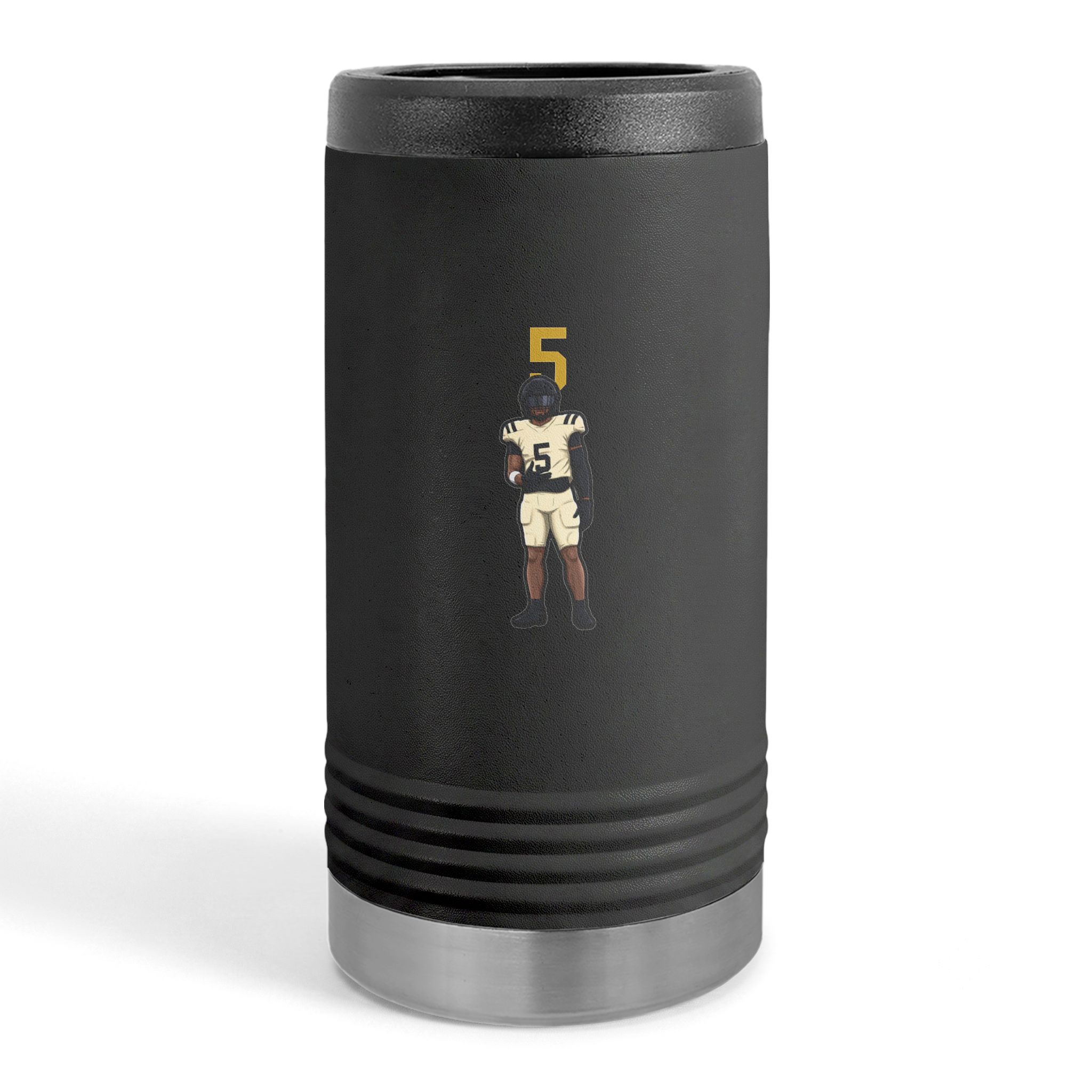 Slim Stainless Can Cooler — character_number_top in Black