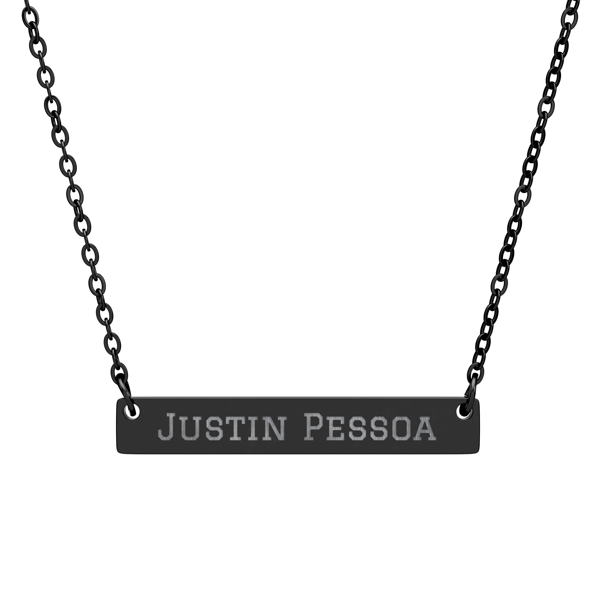 Engraved Bar Necklace — Classic in Black