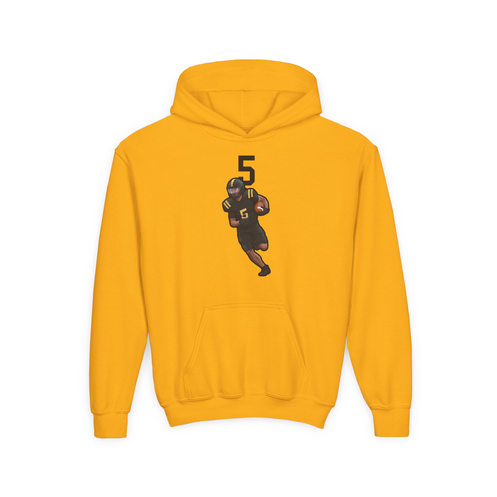 Youth Hoodie — character_number_top in Gold