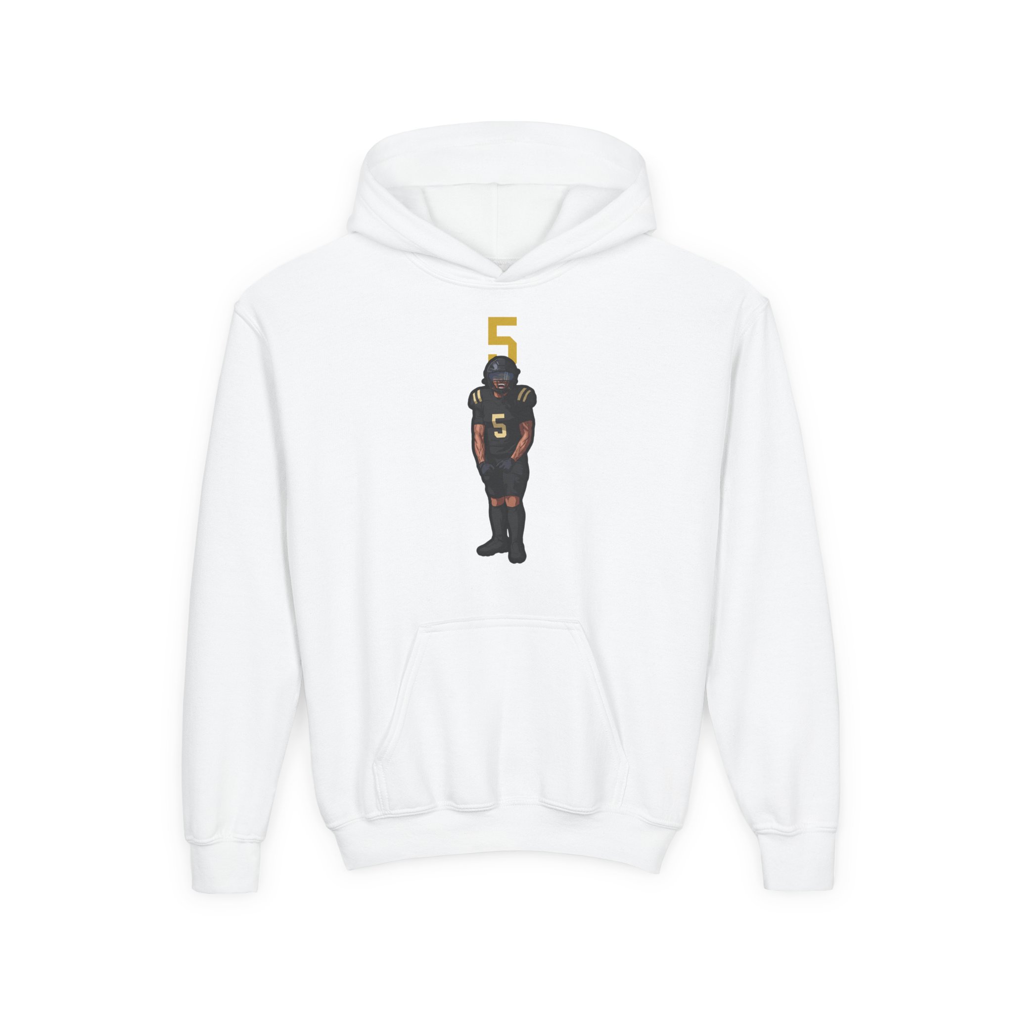 Youth Hoodie — character_number_top in White