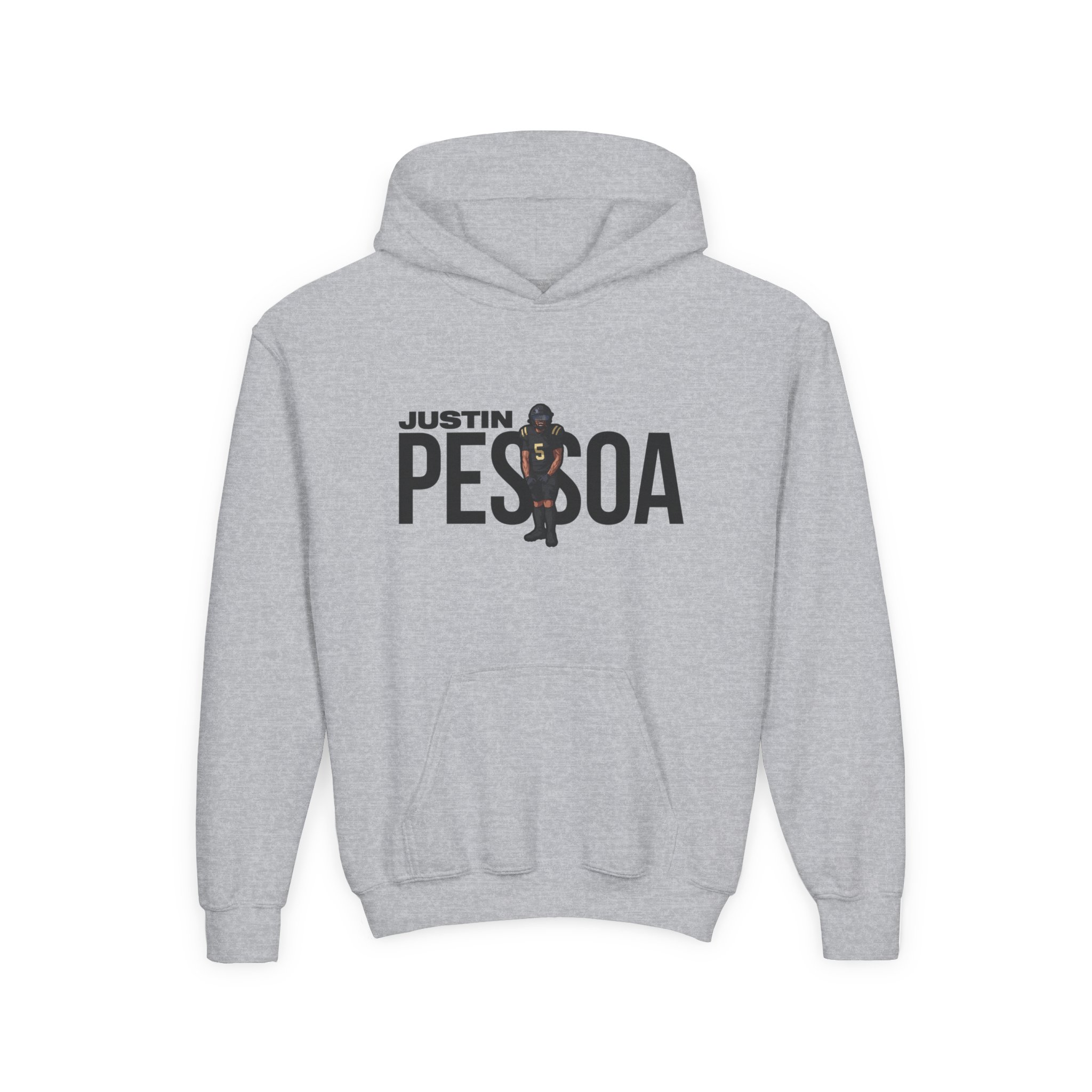 Youth Hoodie — character_player_name in Grey