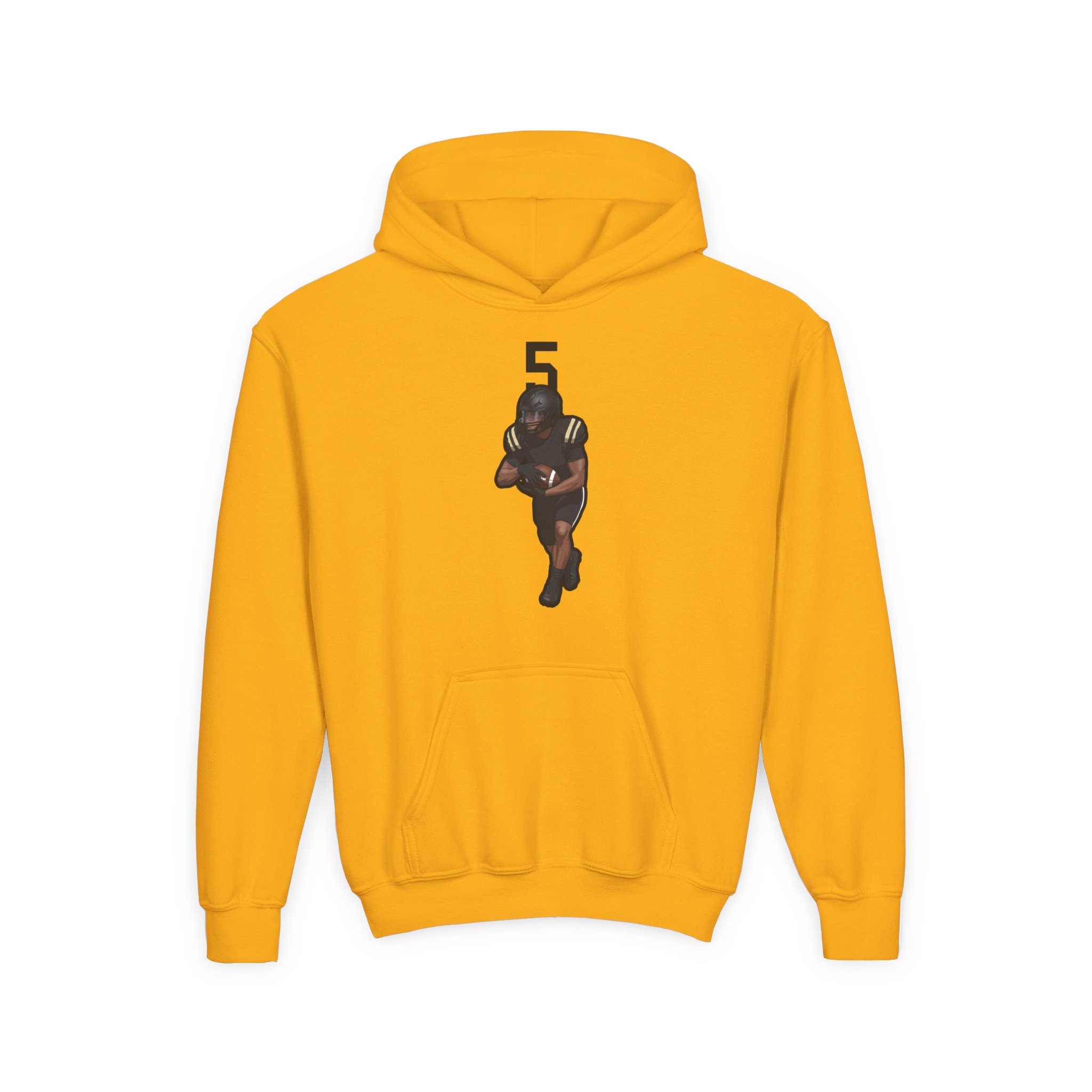 Youth Hoodie — character_number_top in Gold