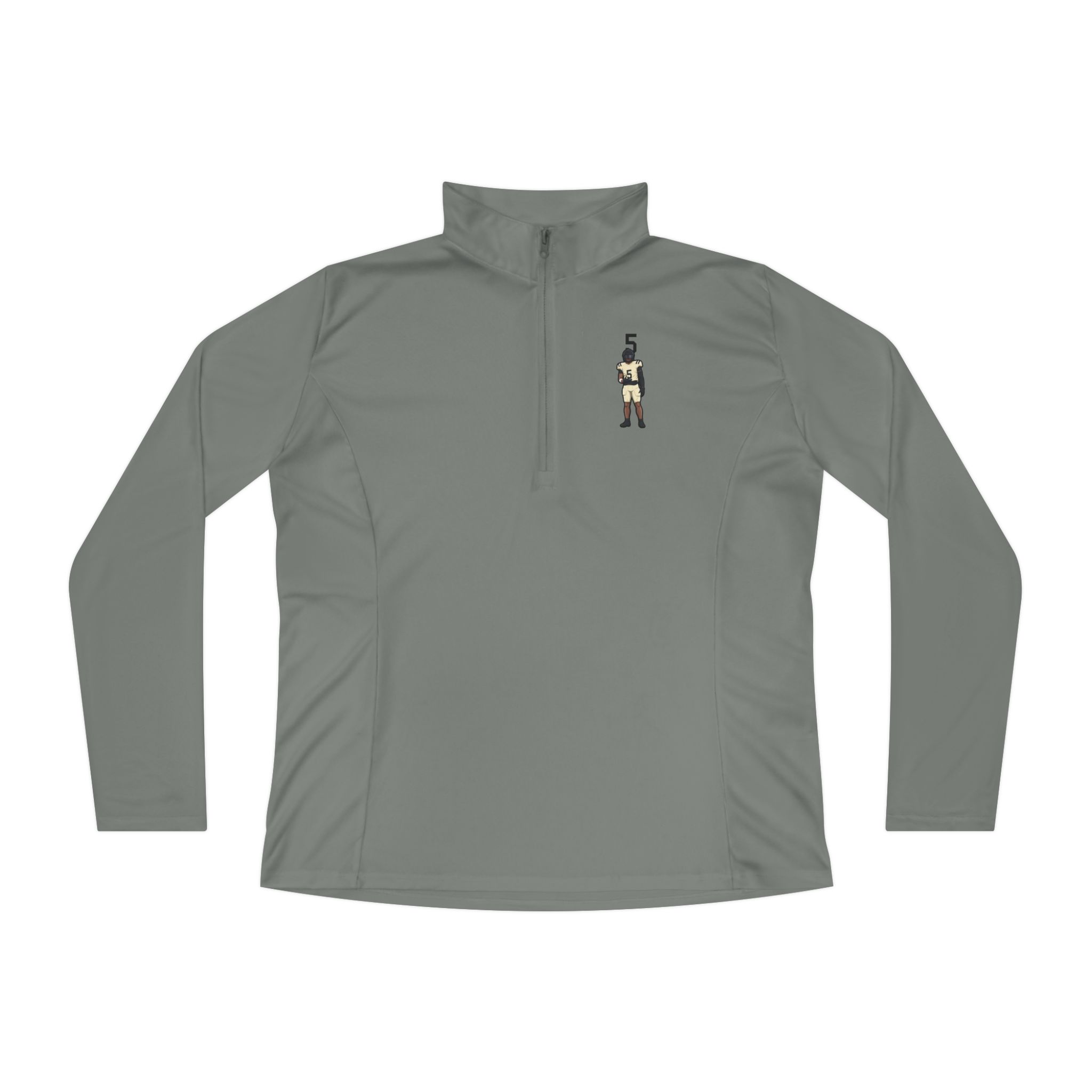 Women's Q-Zip Pullover — character_number_top in Grey