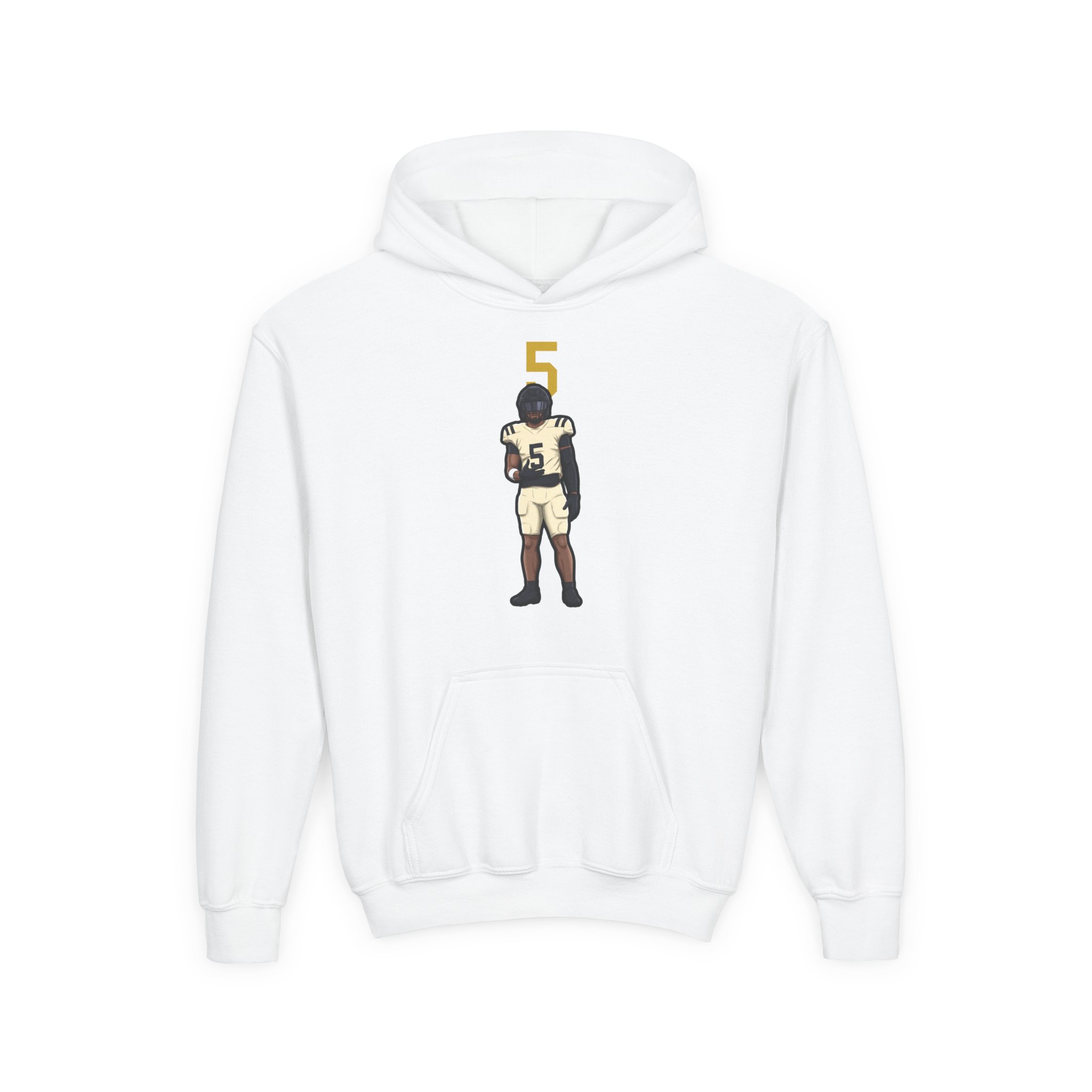 Youth Hoodie — character_number_top in White
