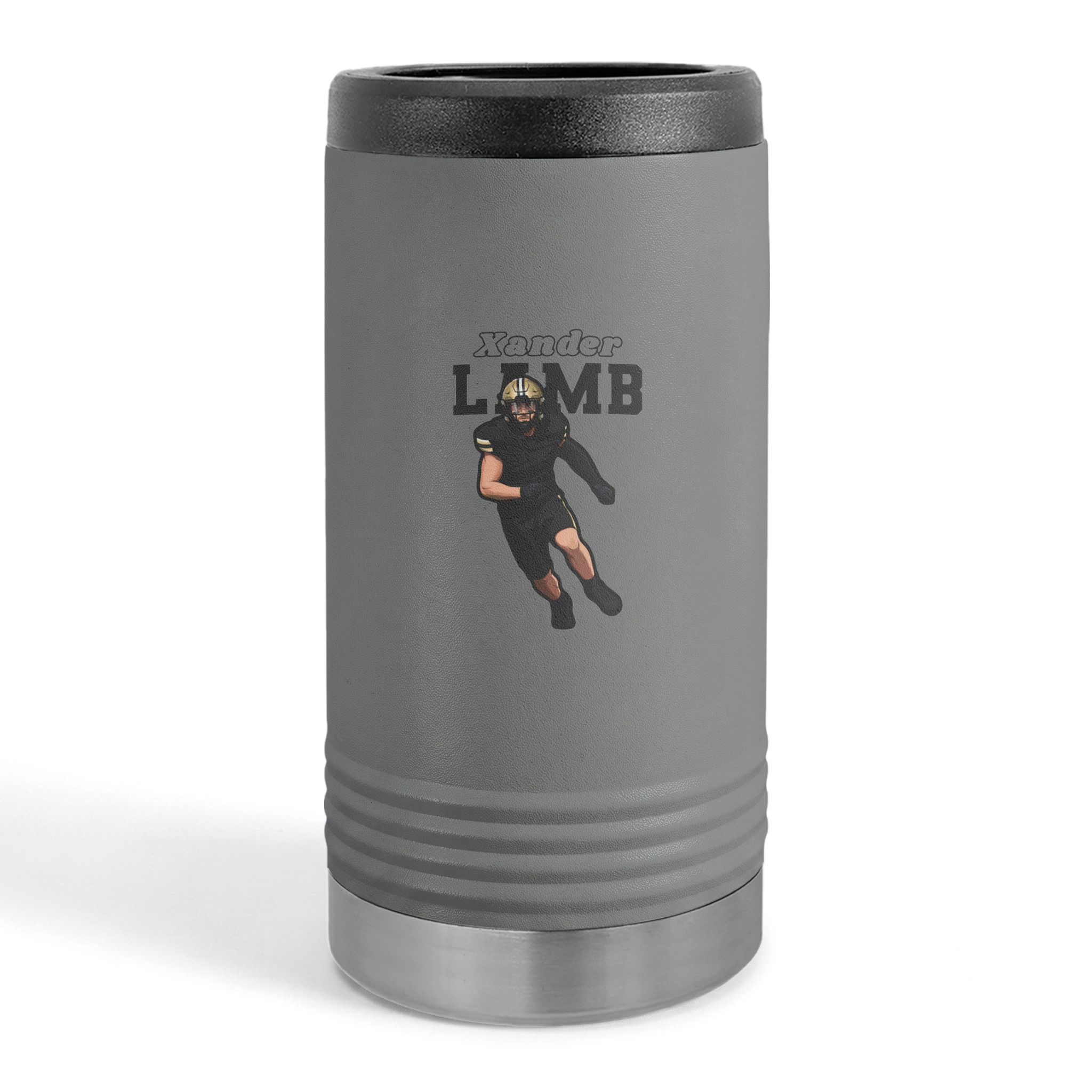 Slim Stainless Can Cooler — character_name_arch in Grey