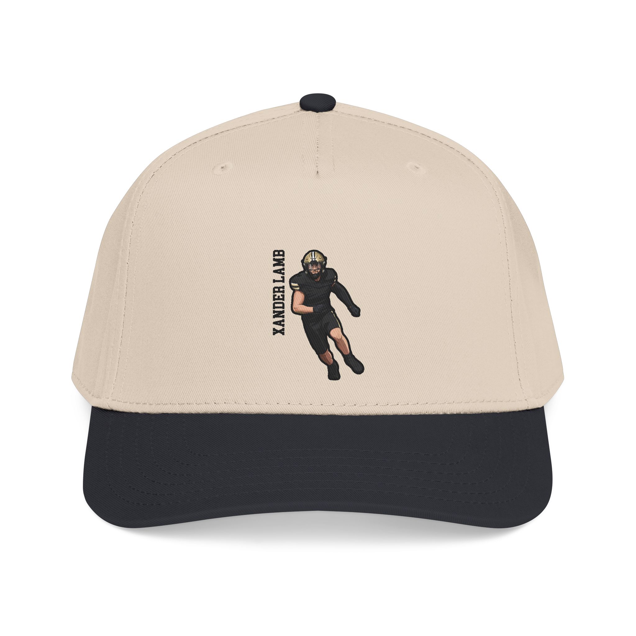 Baseball Cap — character_name_vertical in Black / Natural