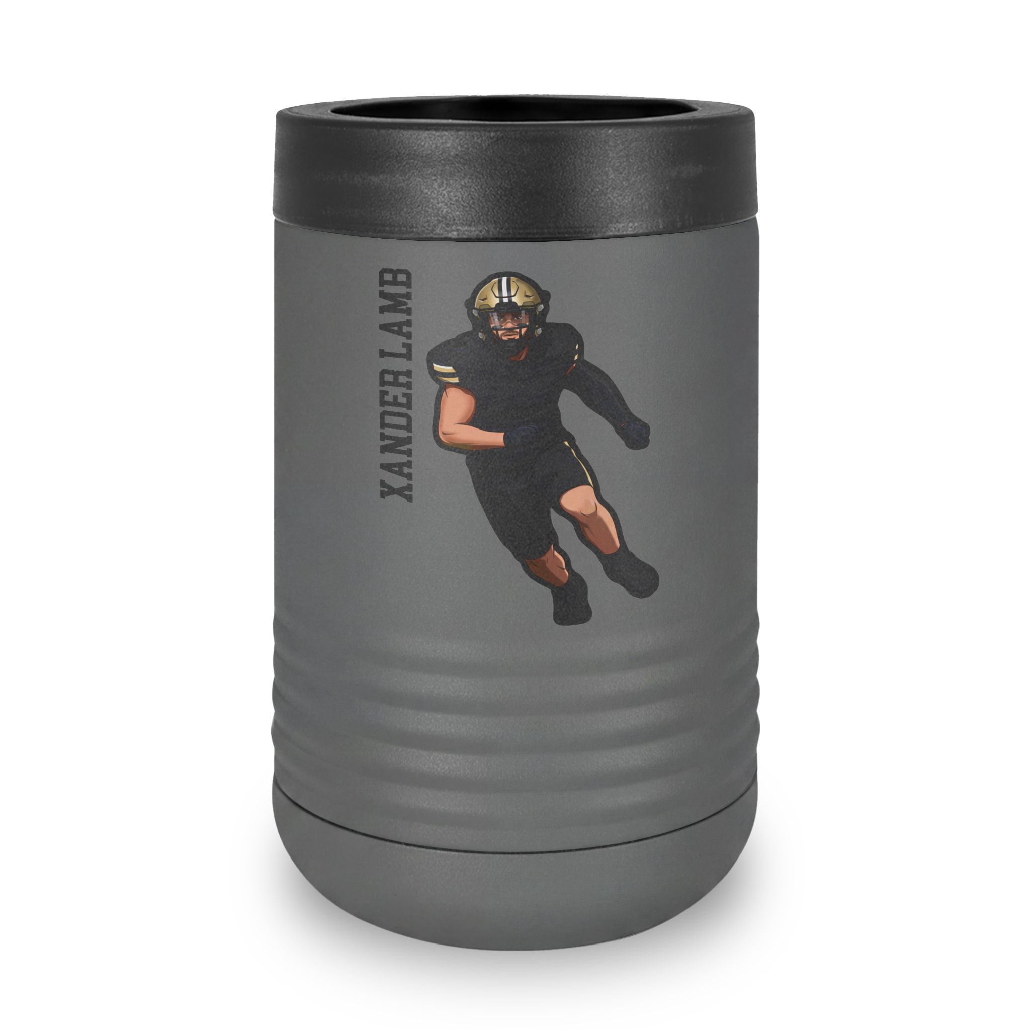 Stainless Can Cooler — character_name_vertical in Grey