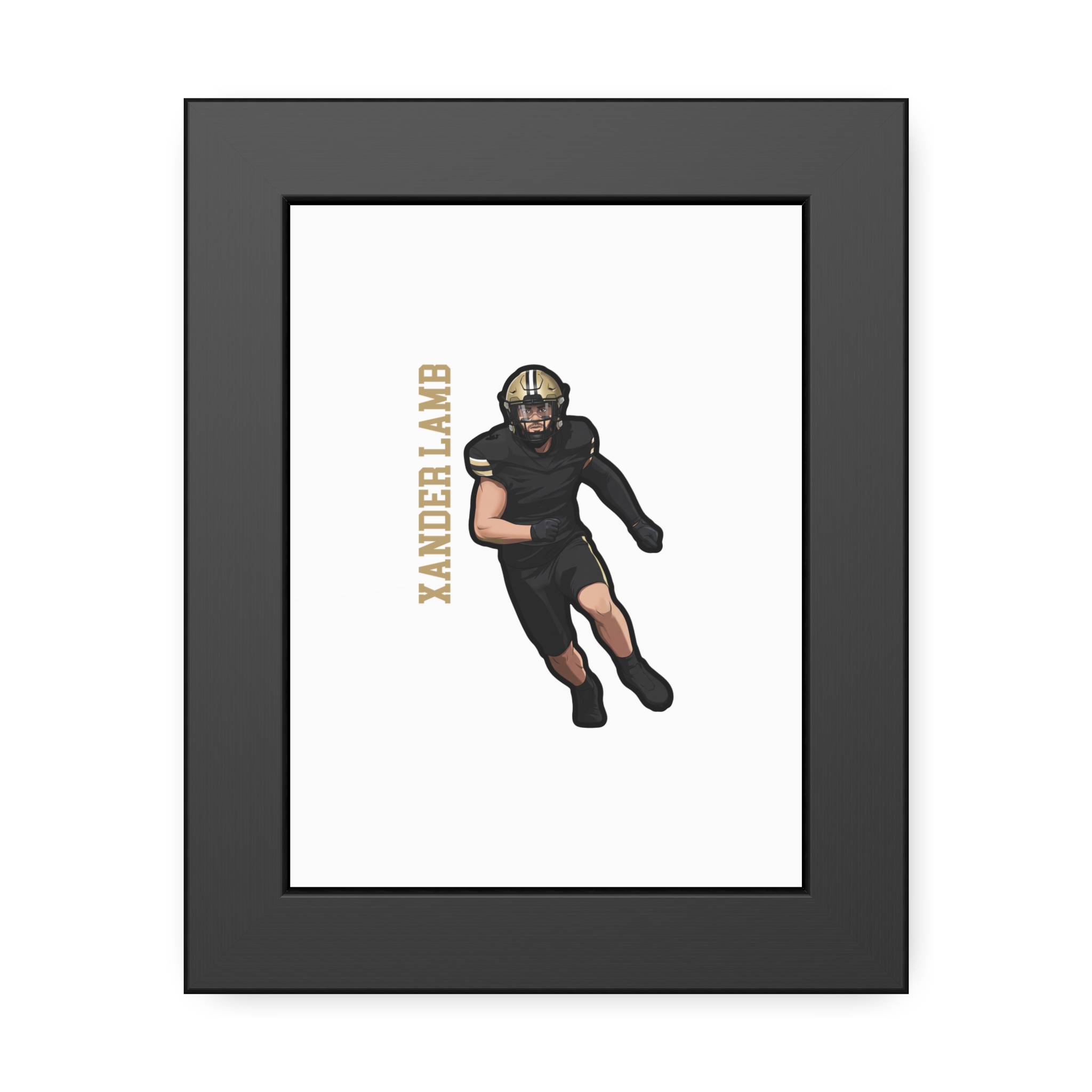 Framed Poster — character_name_vertical in Black