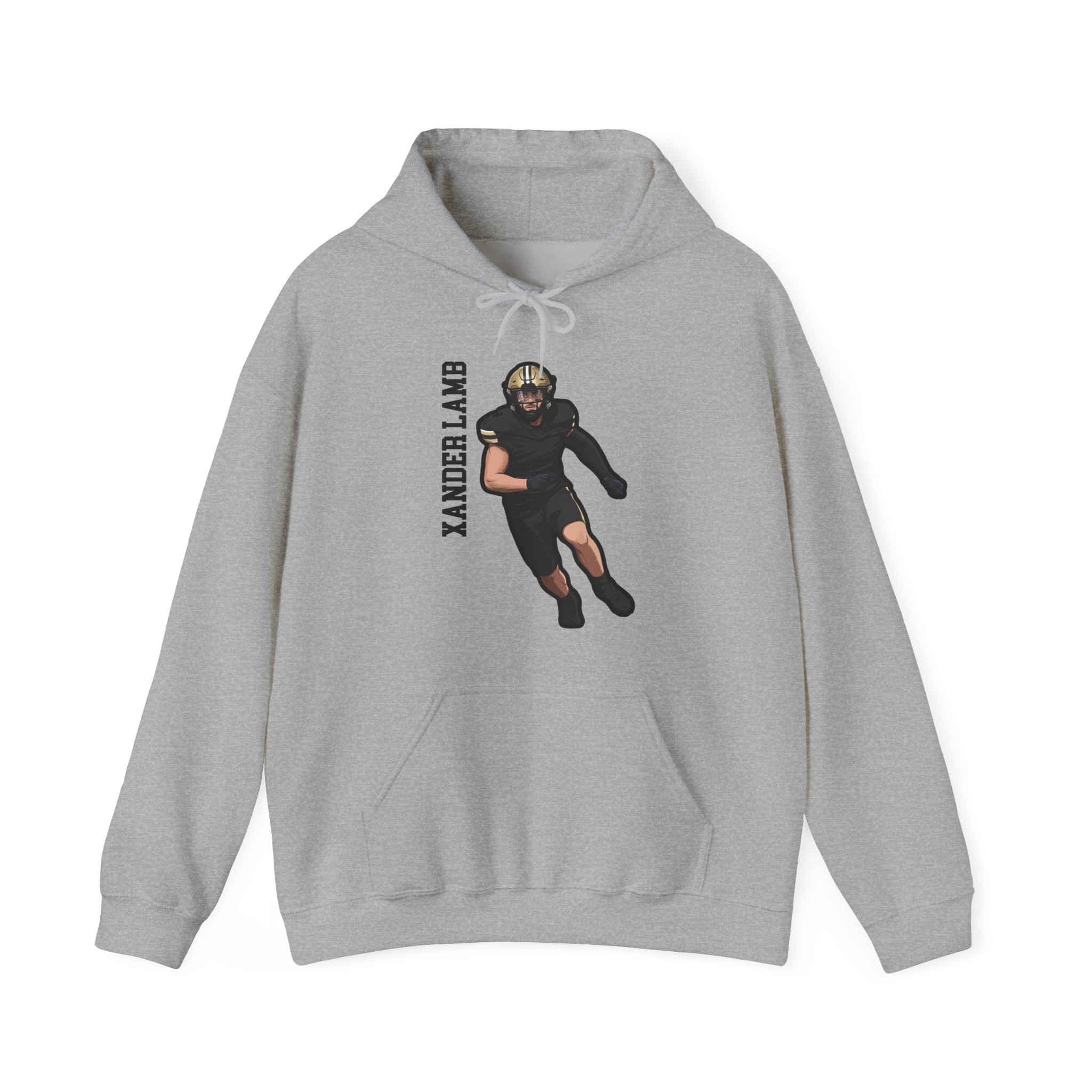 Hoodie — character_name_vertical in Grey