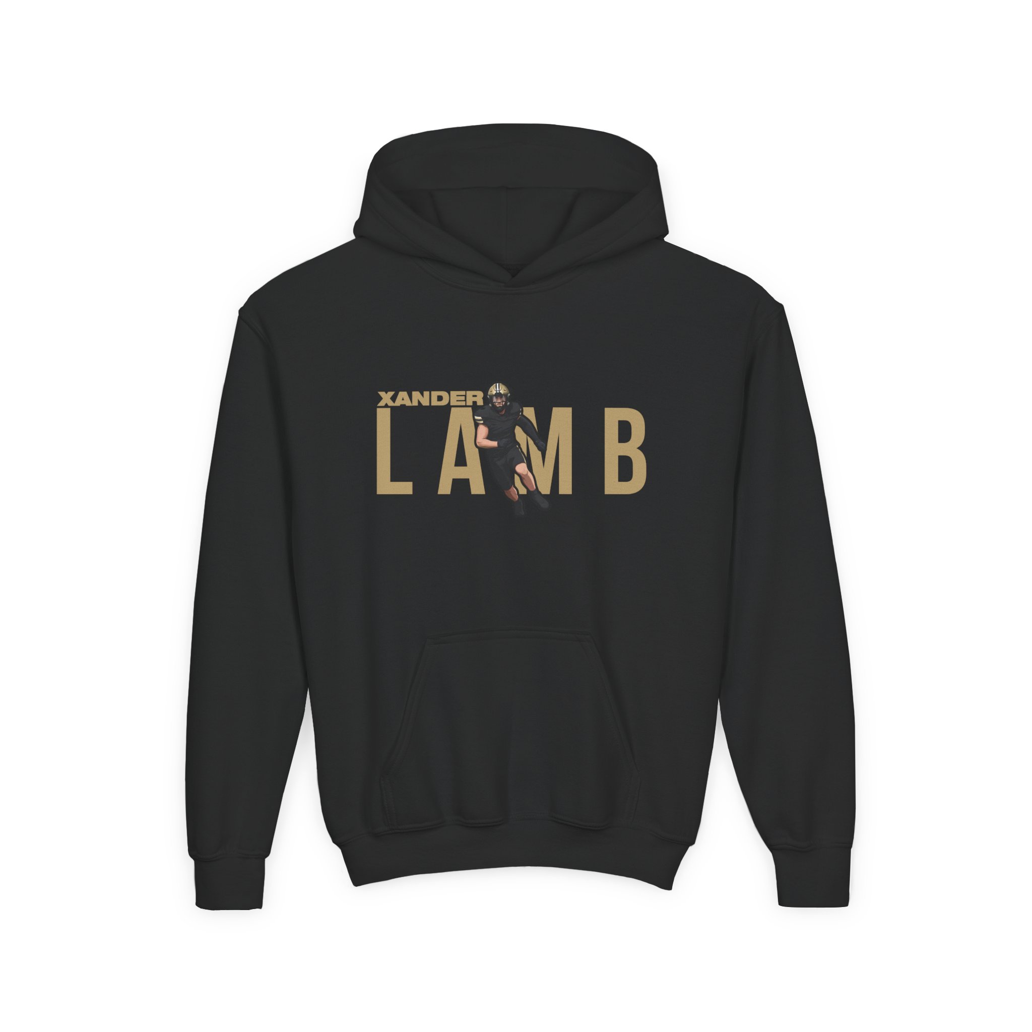 Youth Hoodie — character_player_name in Black