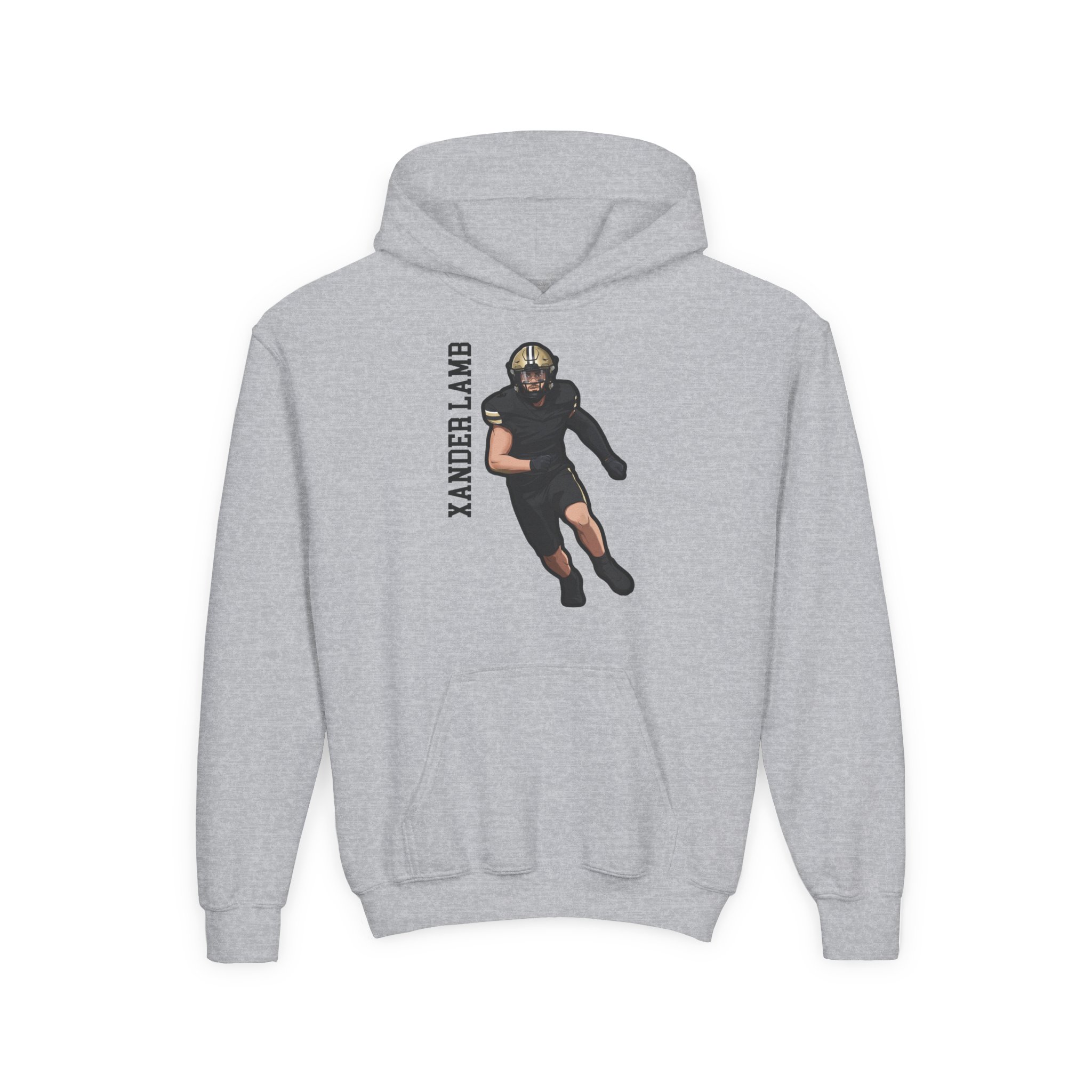 Youth Hoodie — character_name_vertical in Grey