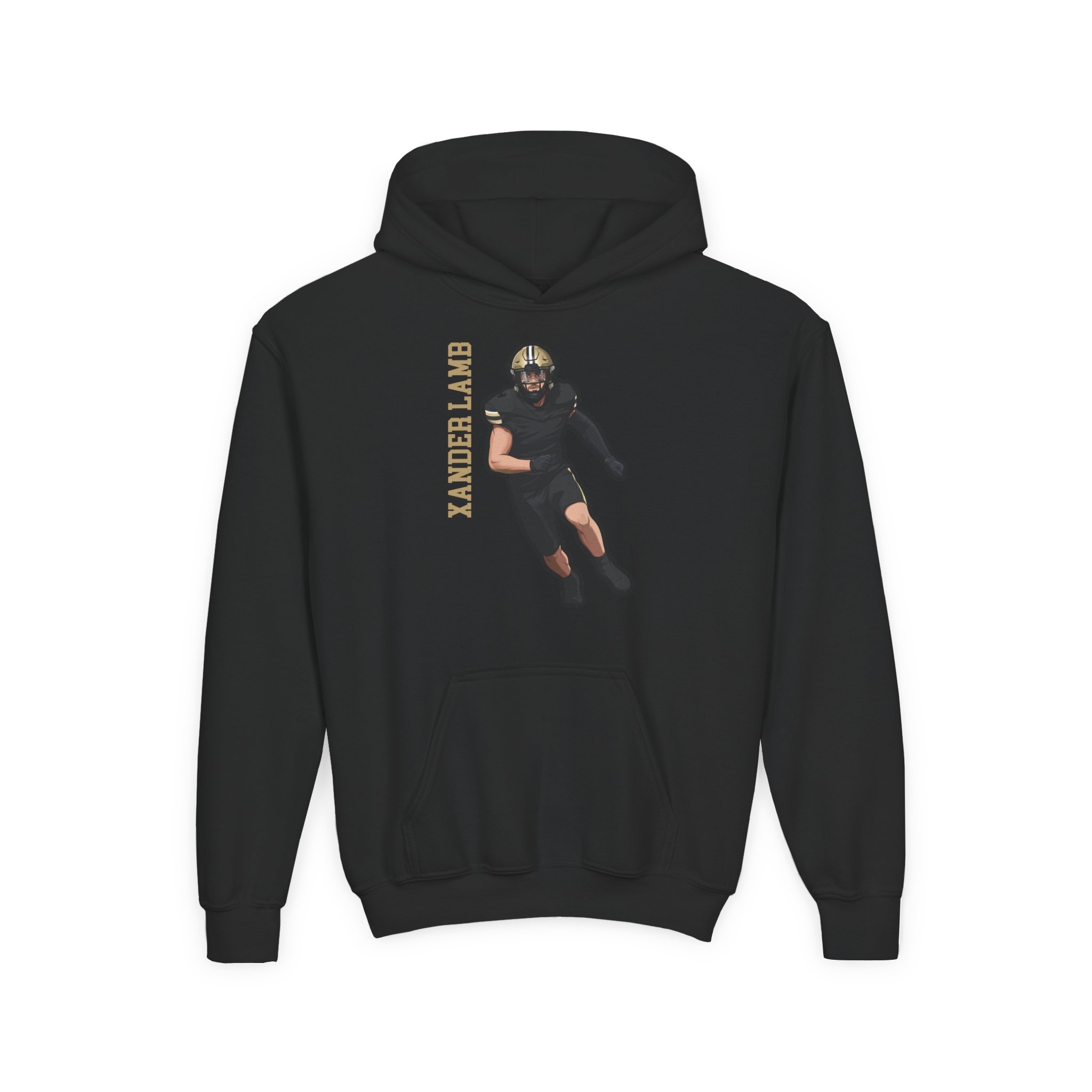 Youth Hoodie — character_name_vertical in Black