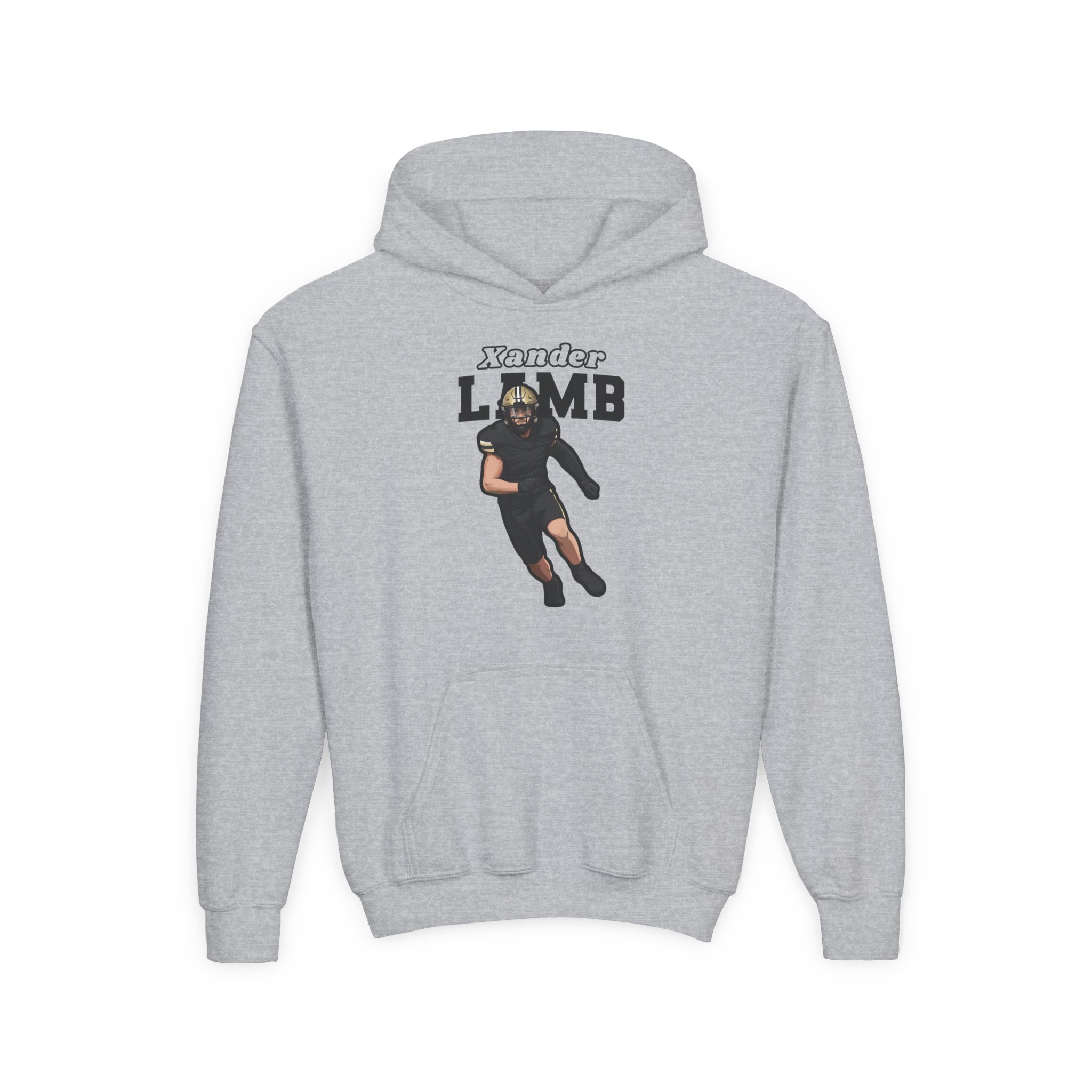 Youth Hoodie — character_name_arch in Grey