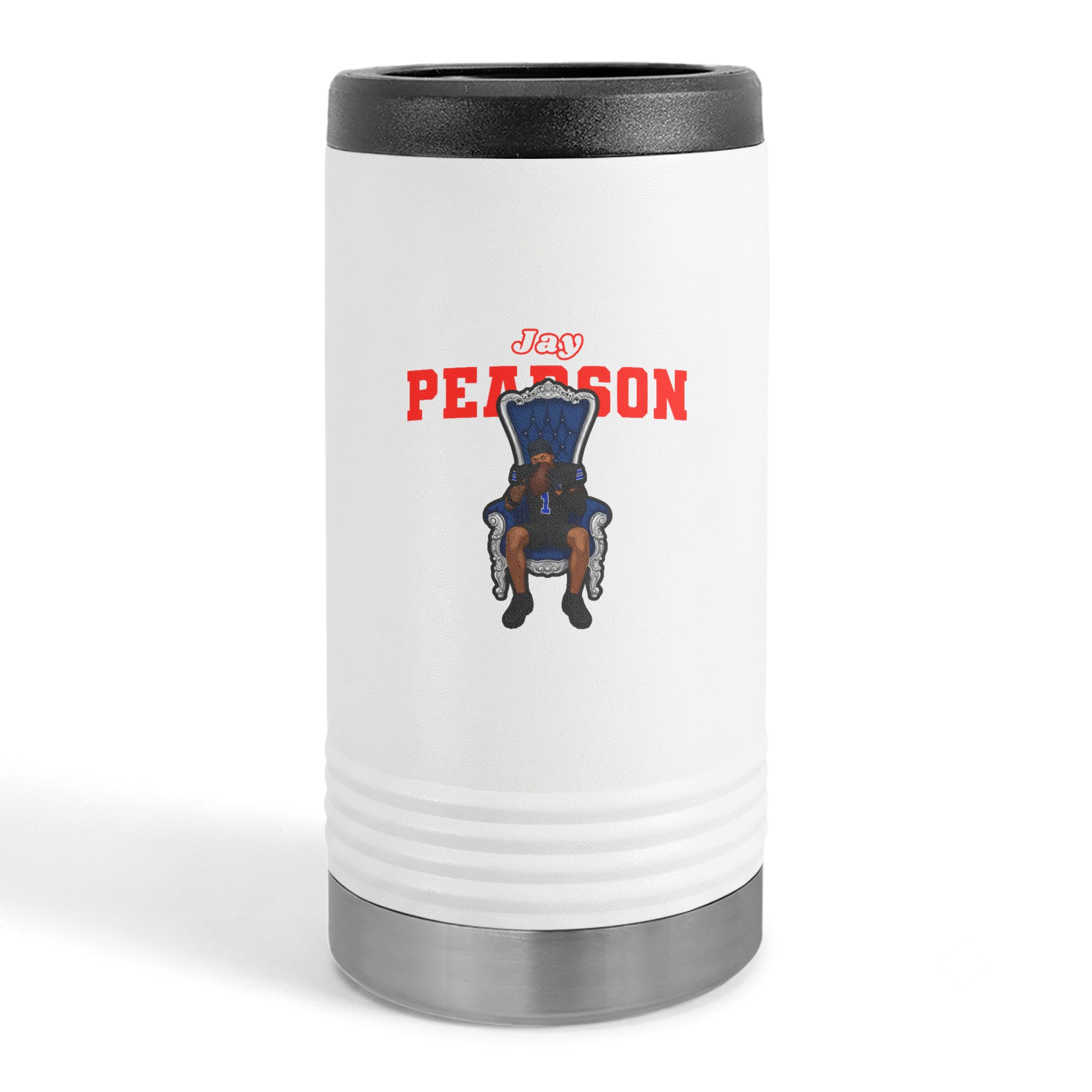 Slim Stainless Can Cooler — character_name_arch in White