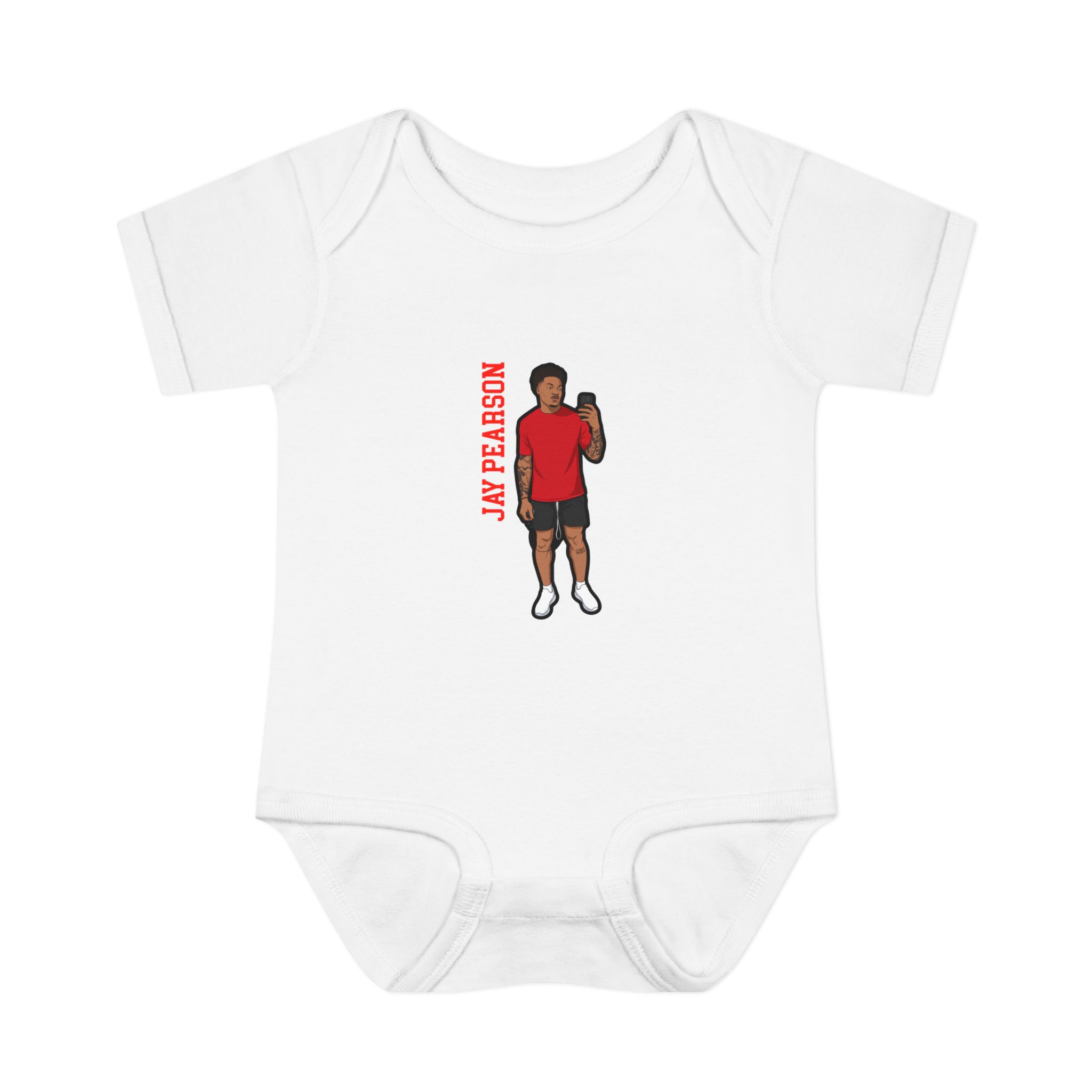 Baby Onesie — character_name_vertical in White