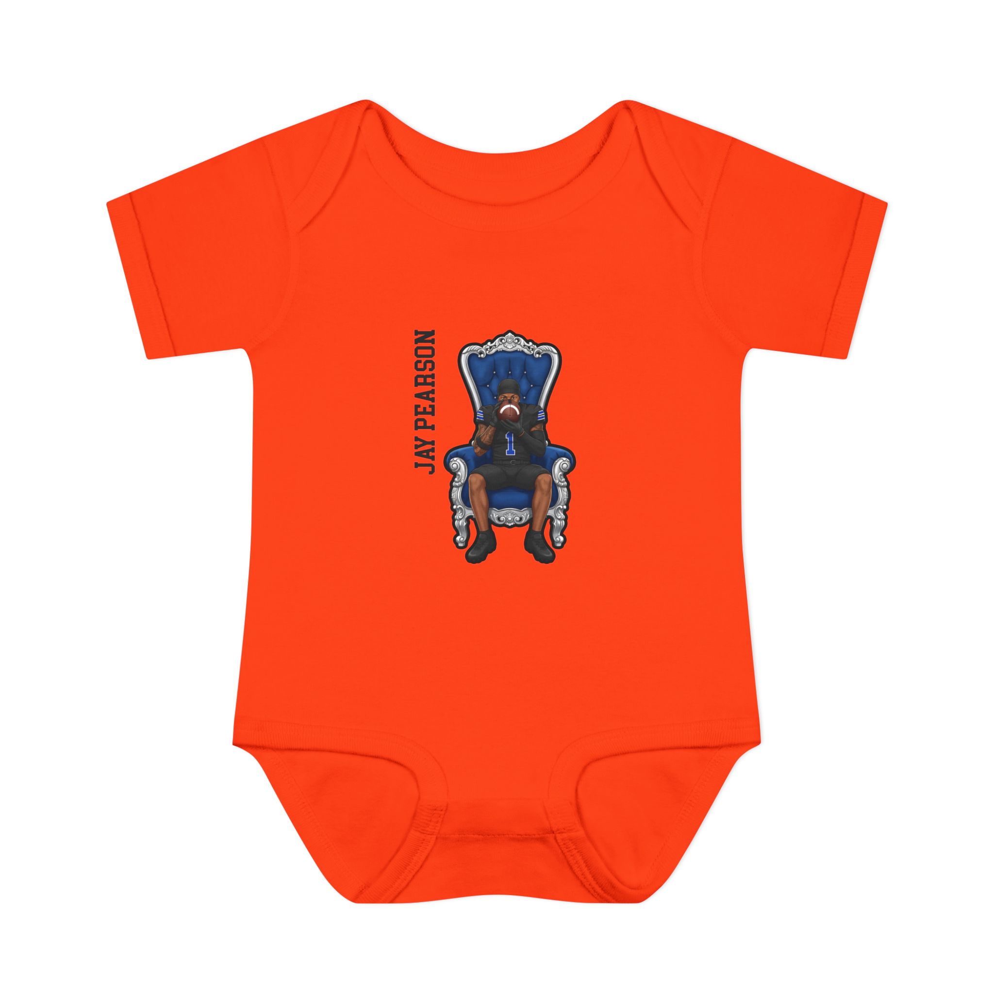 Baby Onesie — character_name_vertical in Orange