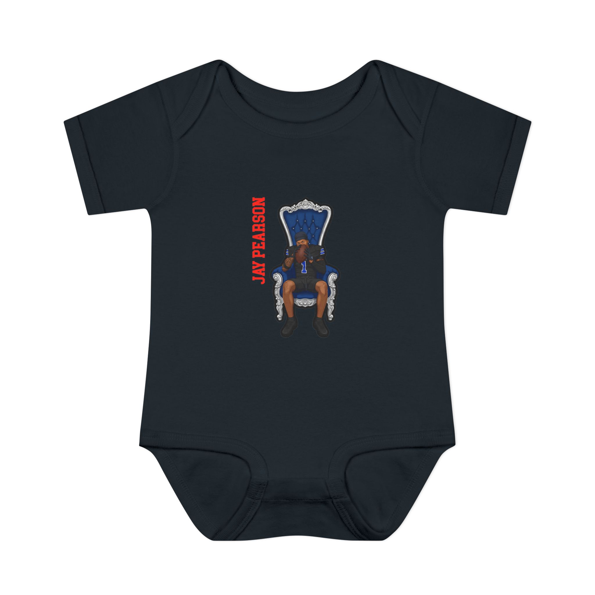Baby Onesie — character_name_vertical in Black