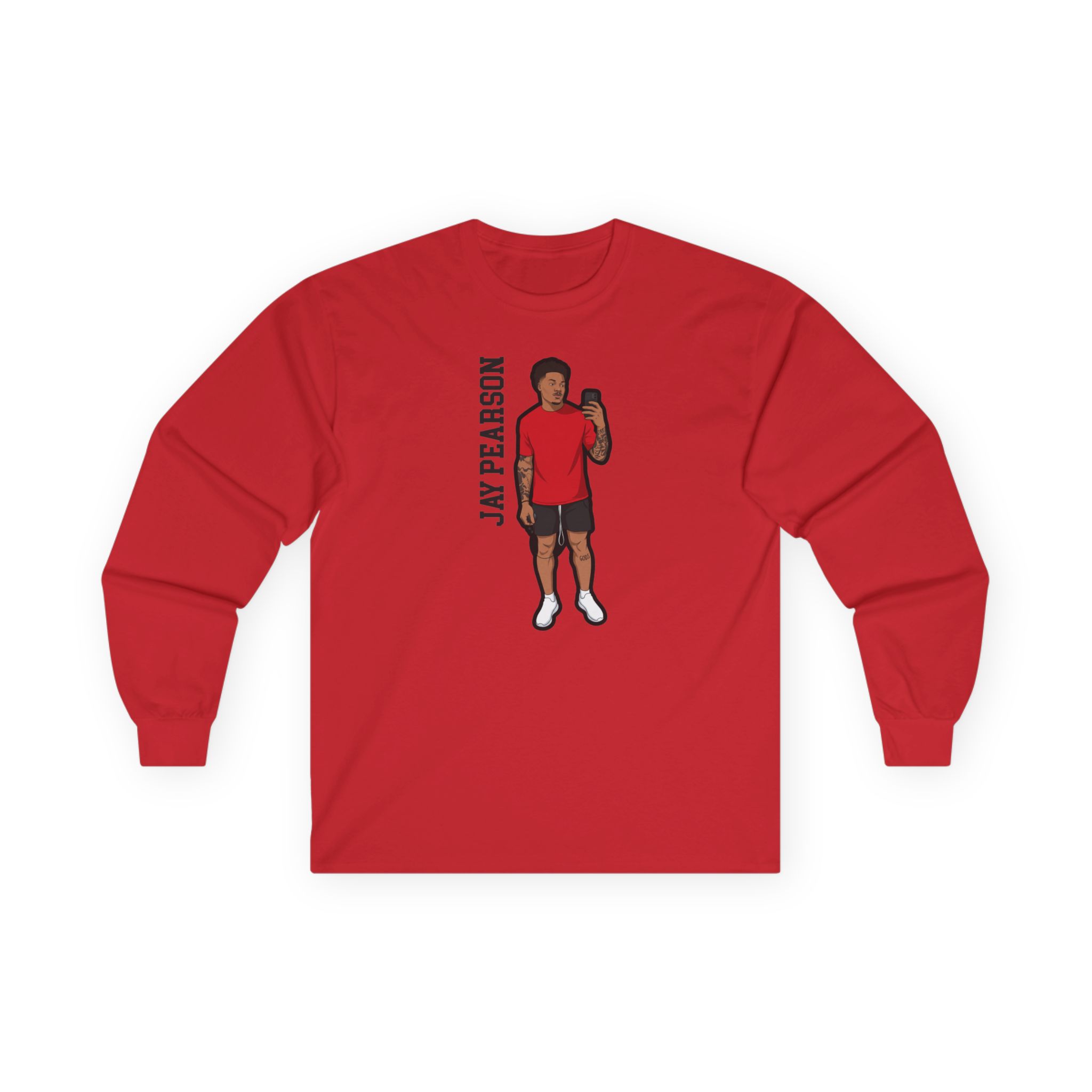 Long Sleeve Tee — character_name_vertical in Red