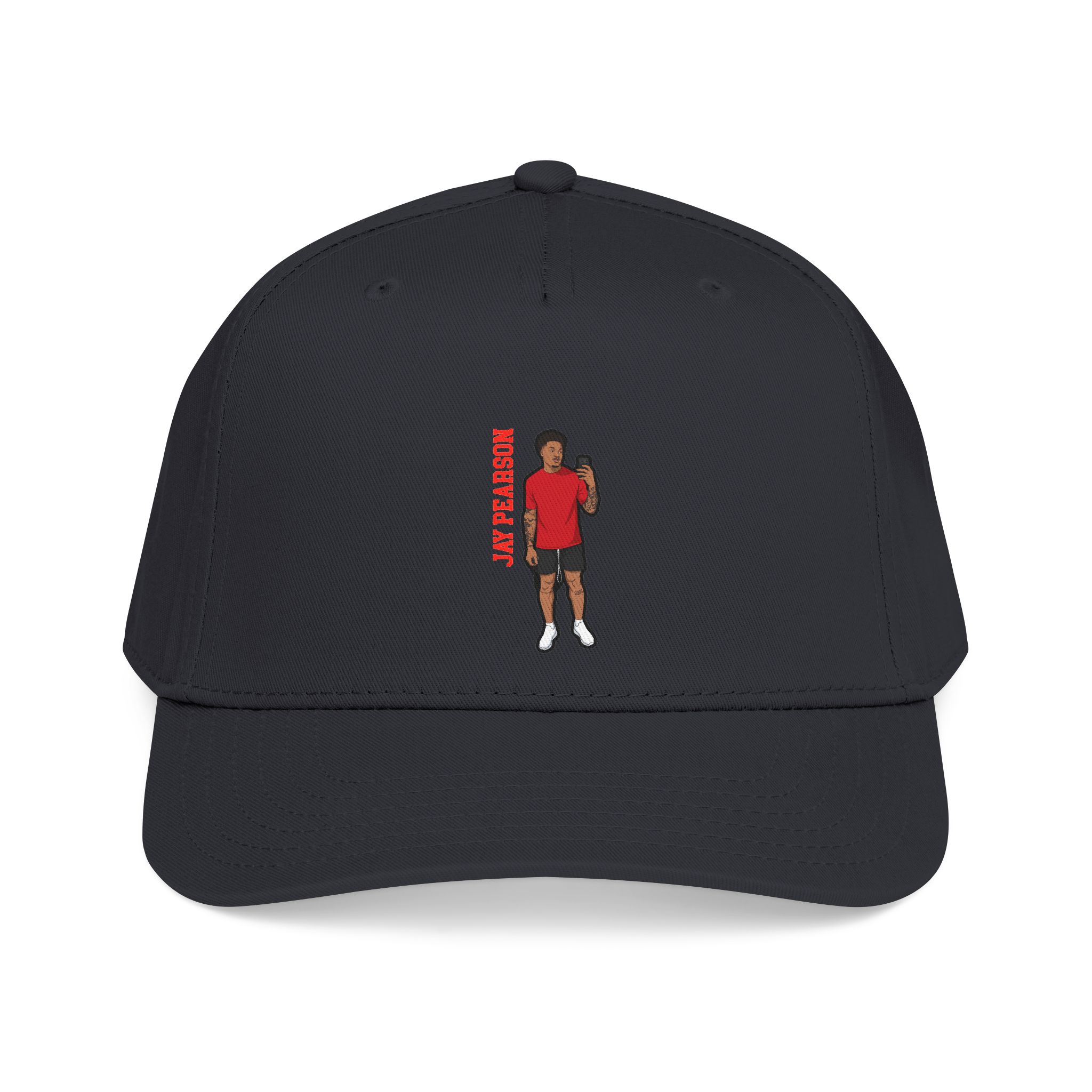 Baseball Cap — character_name_vertical in Black
