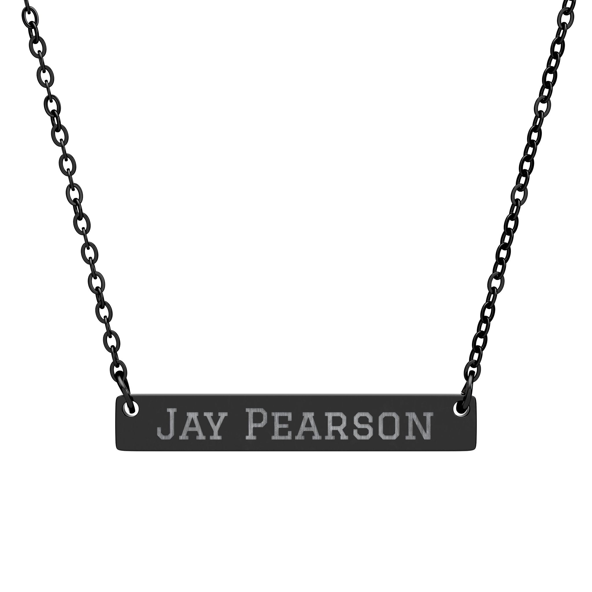 Engraved Bar Necklace — Classic in Black