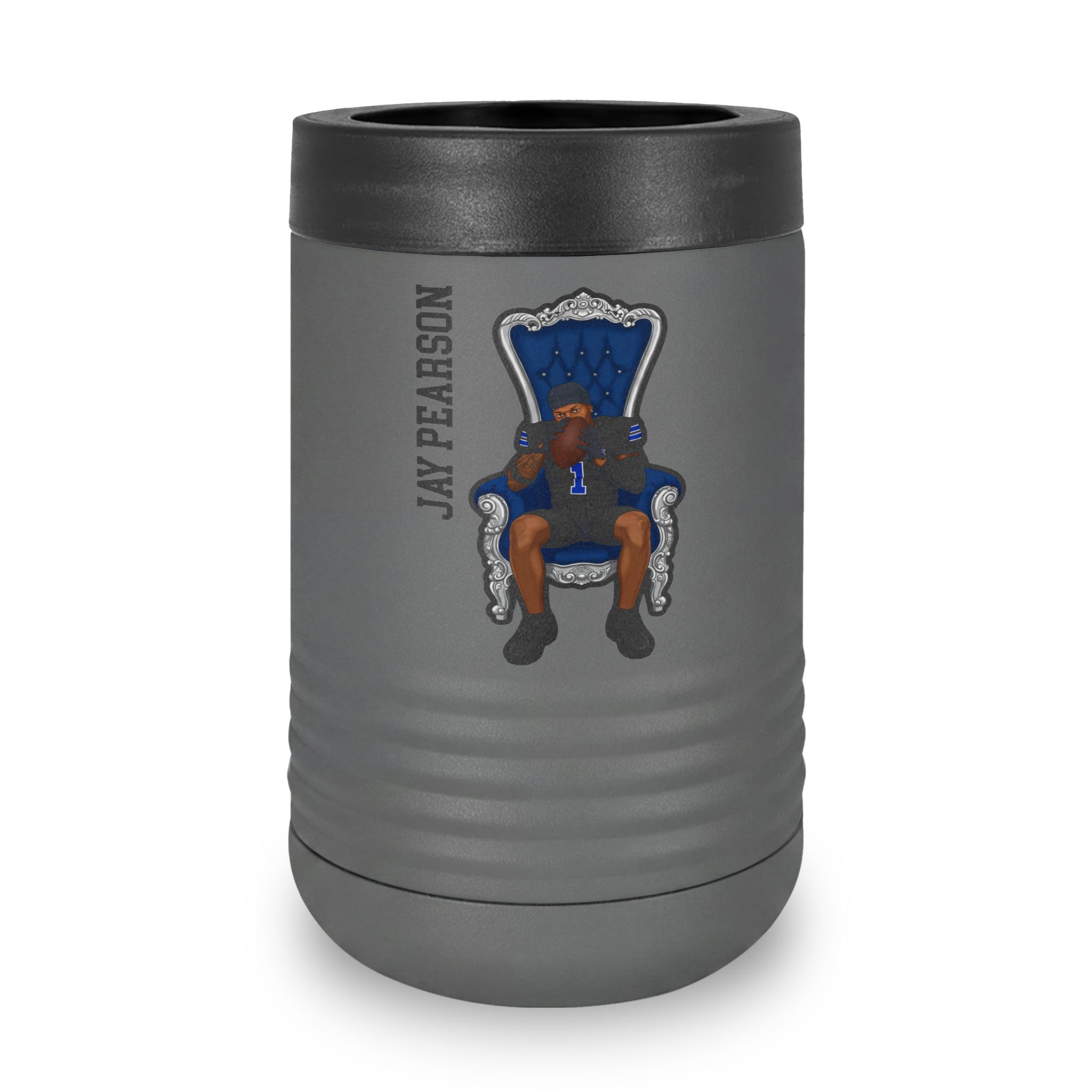 Stainless Can Cooler — character_name_vertical in Grey