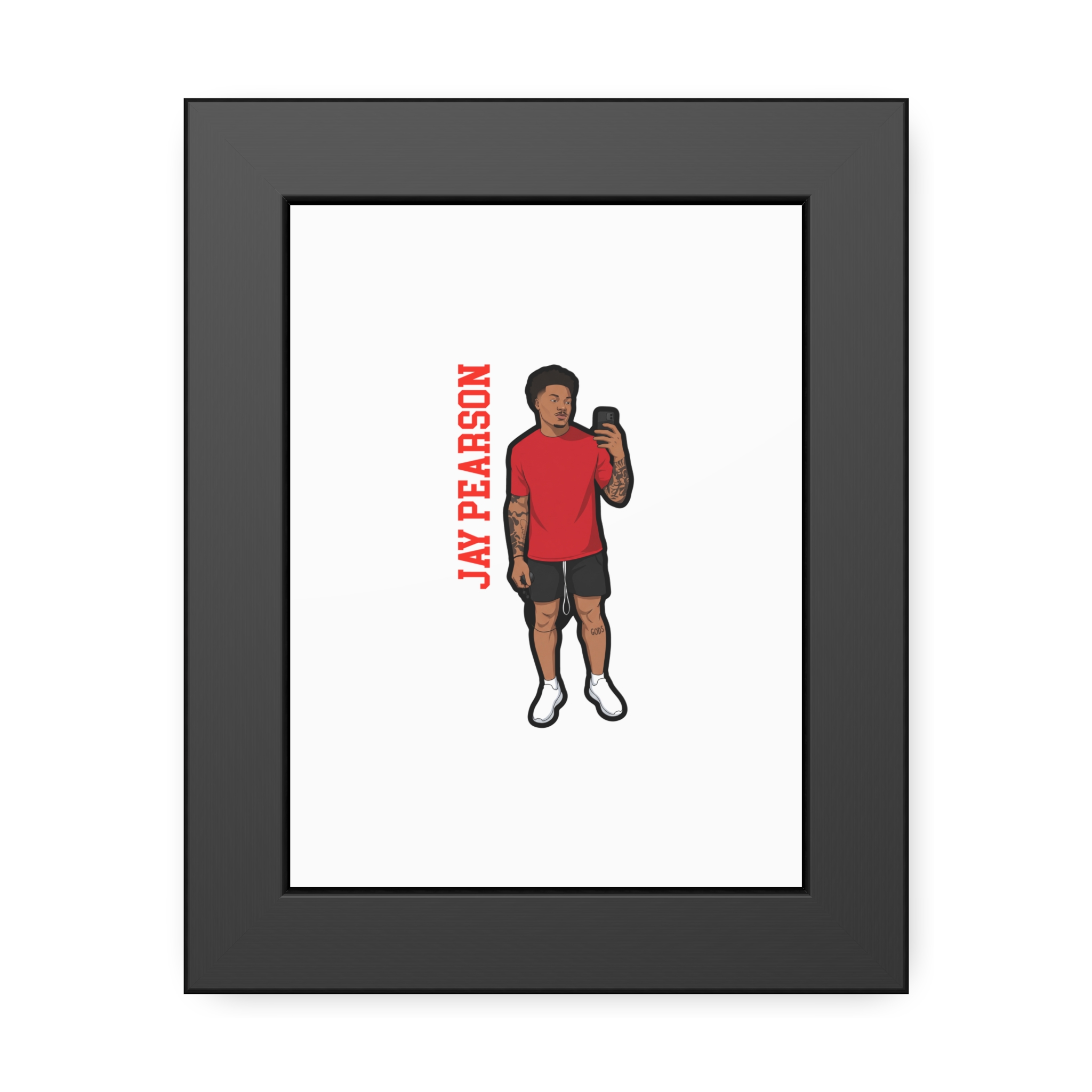 Framed Poster — character_name_vertical in Black