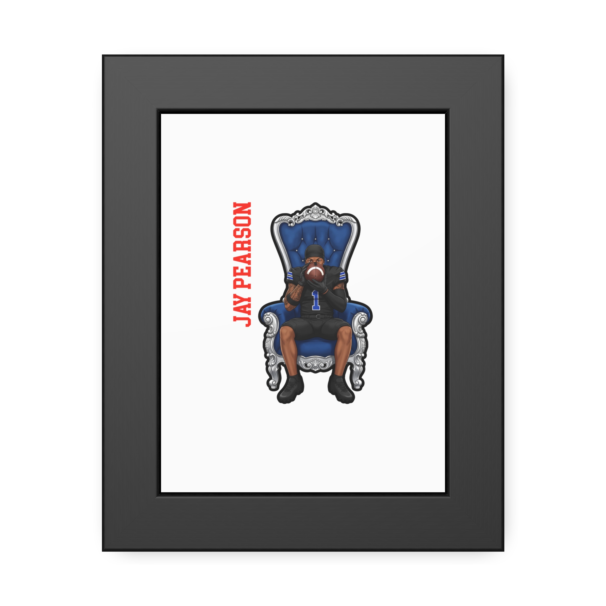 Framed Poster — character_name_vertical in Black