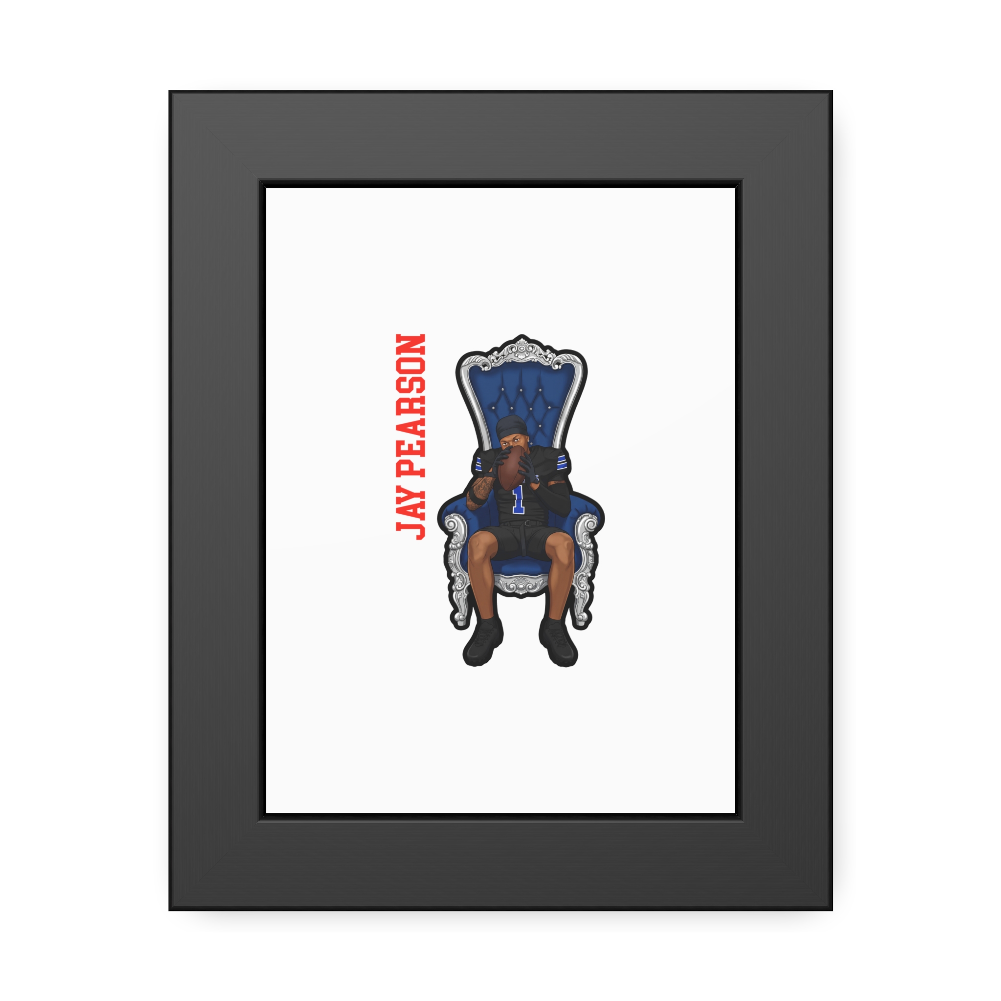 Framed Poster — character_name_vertical in Black
