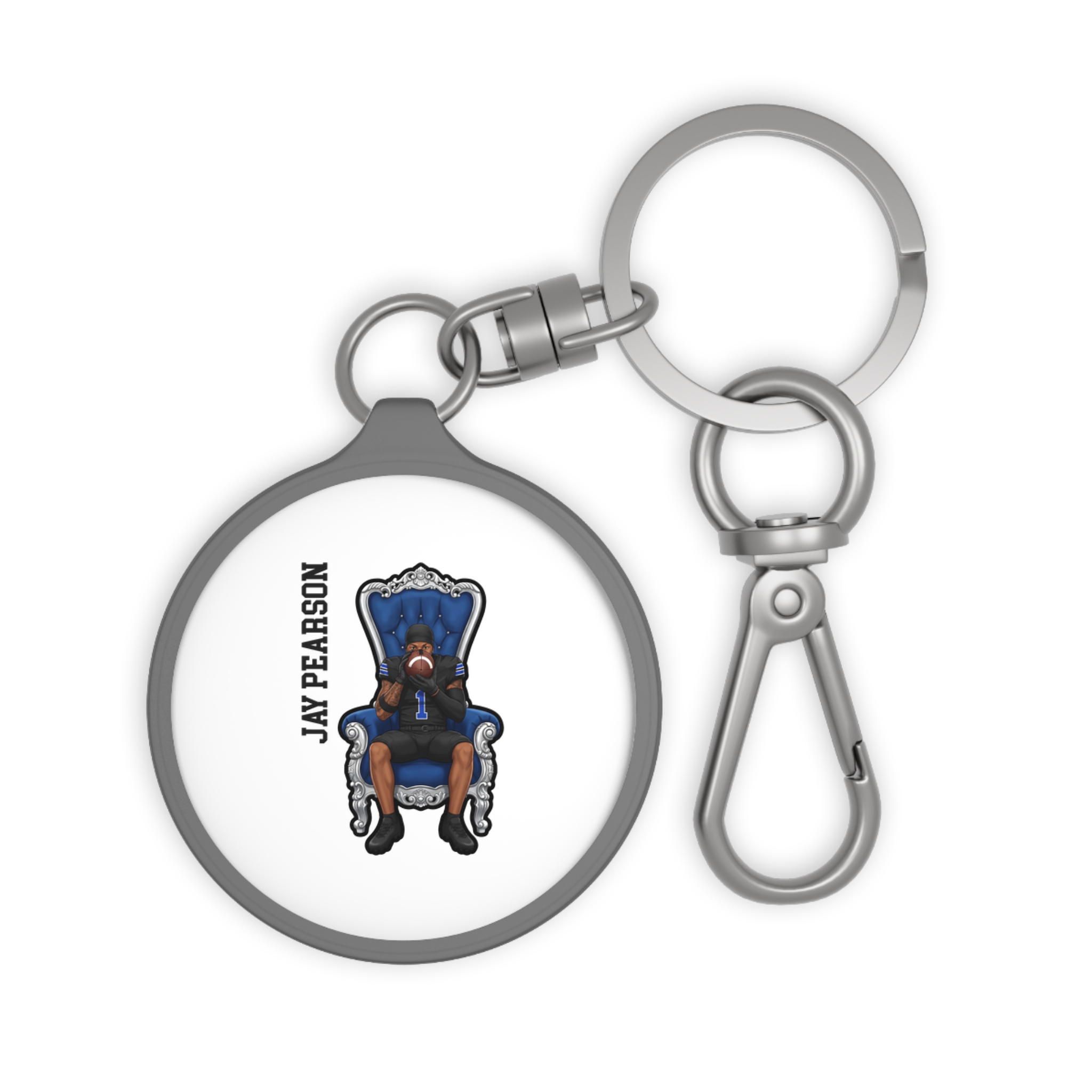 Keychain — character_name_vertical in Grey