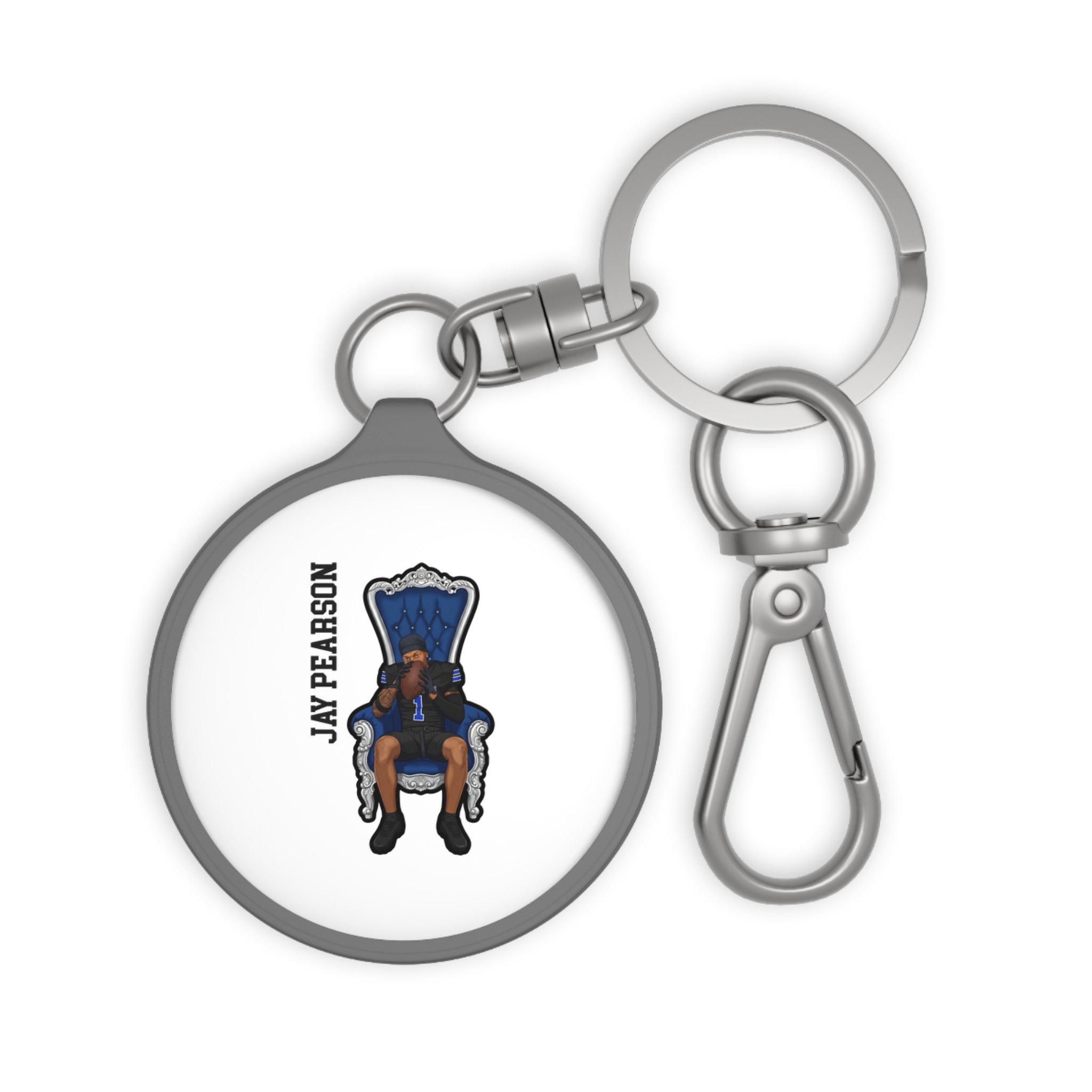 Keychain — character_name_vertical in Grey