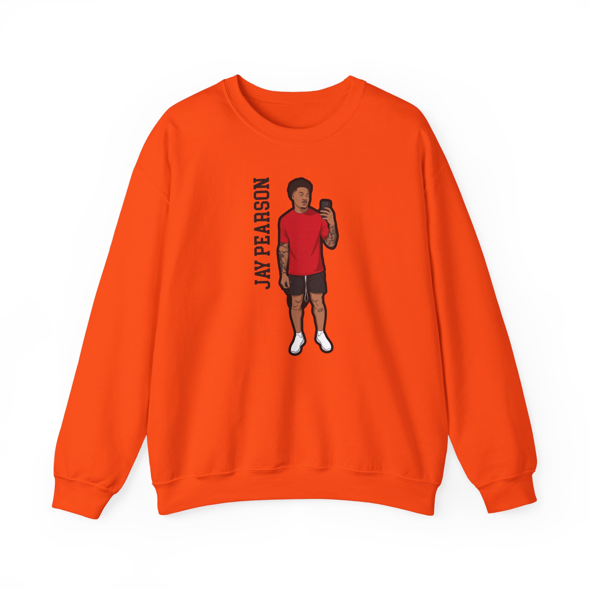 Crewneck Sweatshirt — character_name_vertical in Orange
