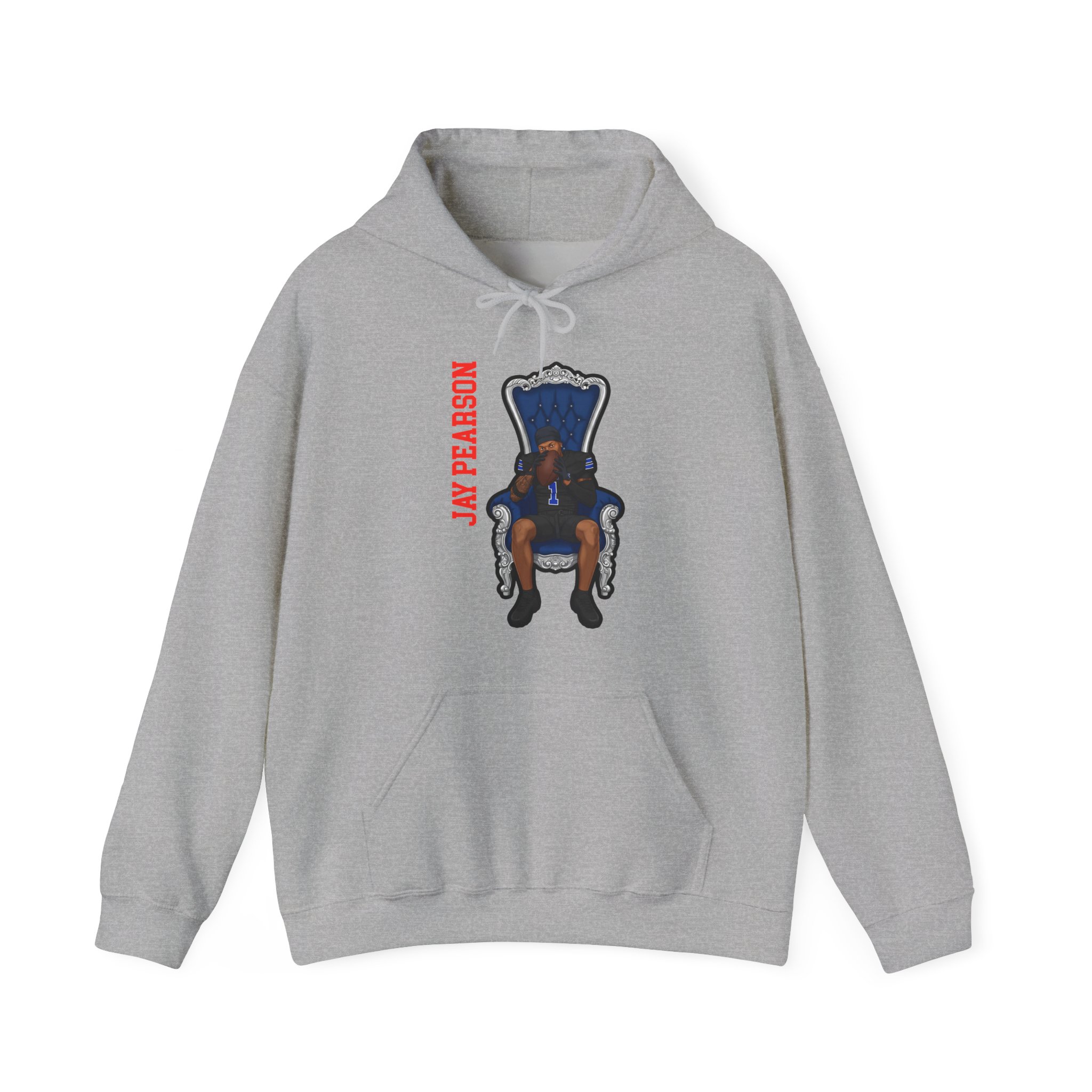 Hoodie — character_name_vertical in Grey