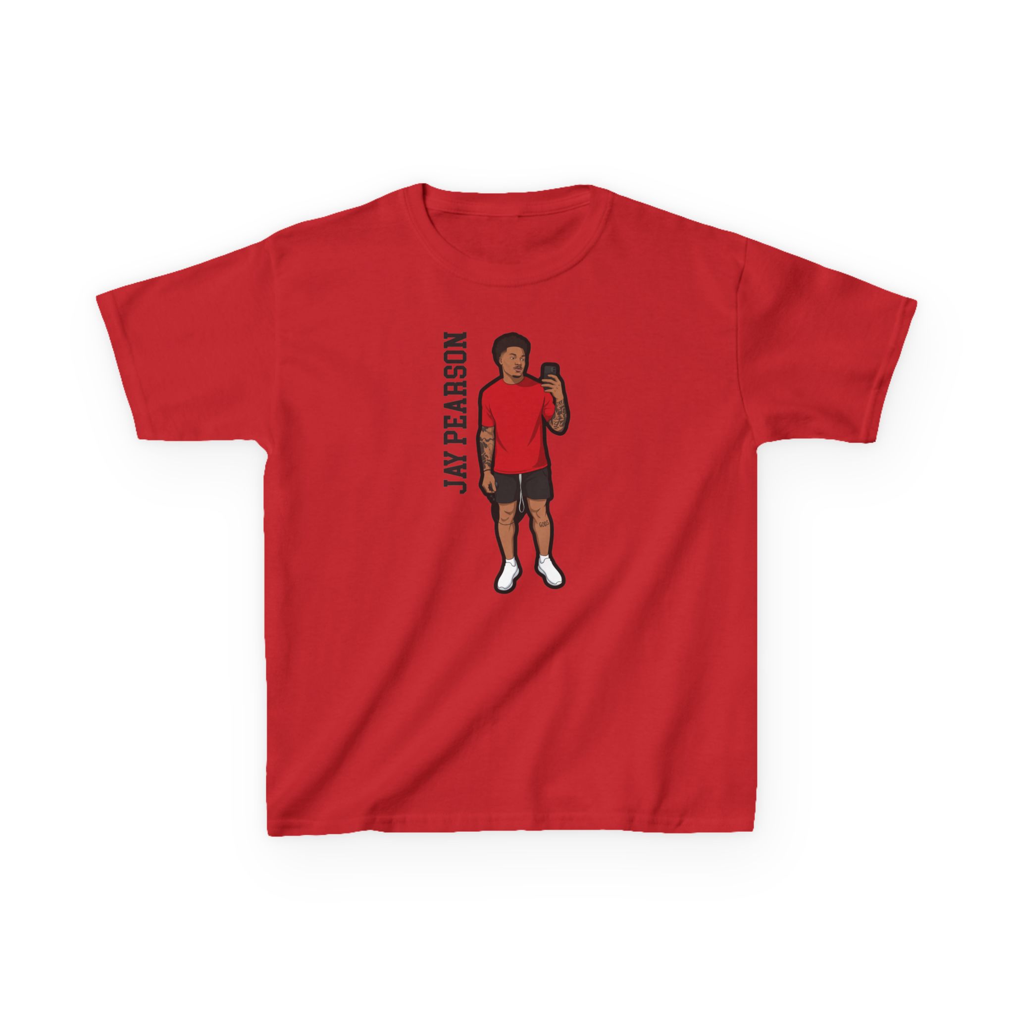Youth Tee — character_name_vertical in Red