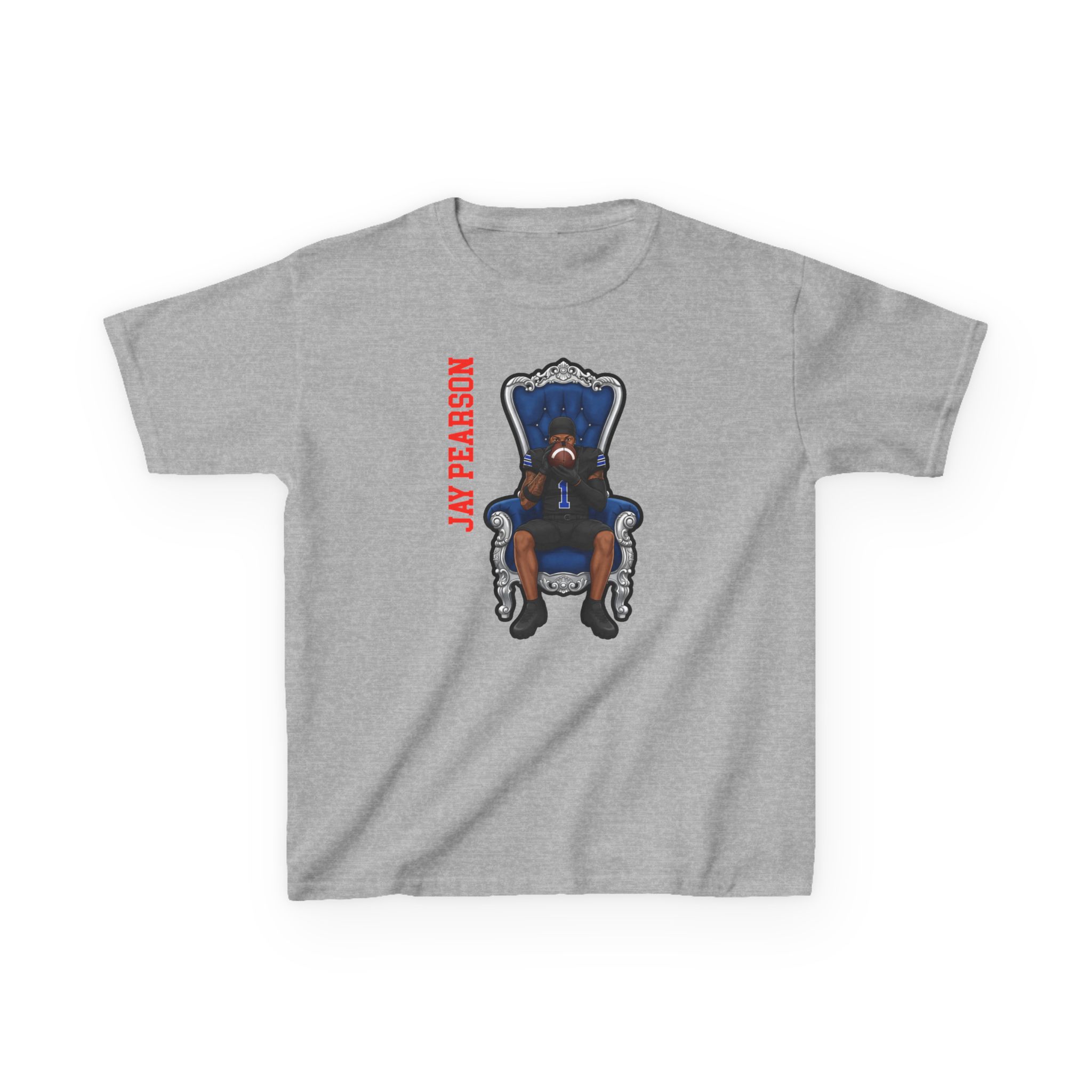 Youth Tee — character_name_vertical in Grey