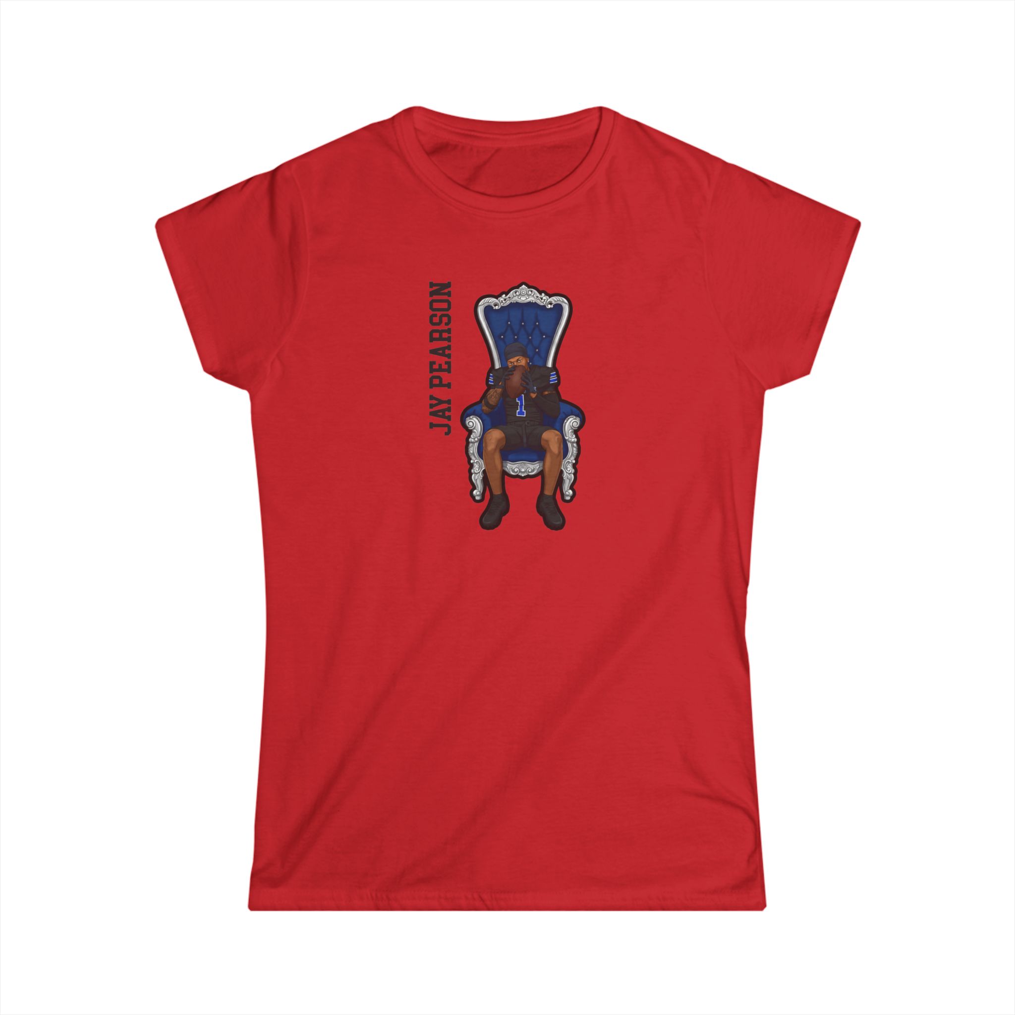 Women's Softstyle Tee — character_name_vertical in Red