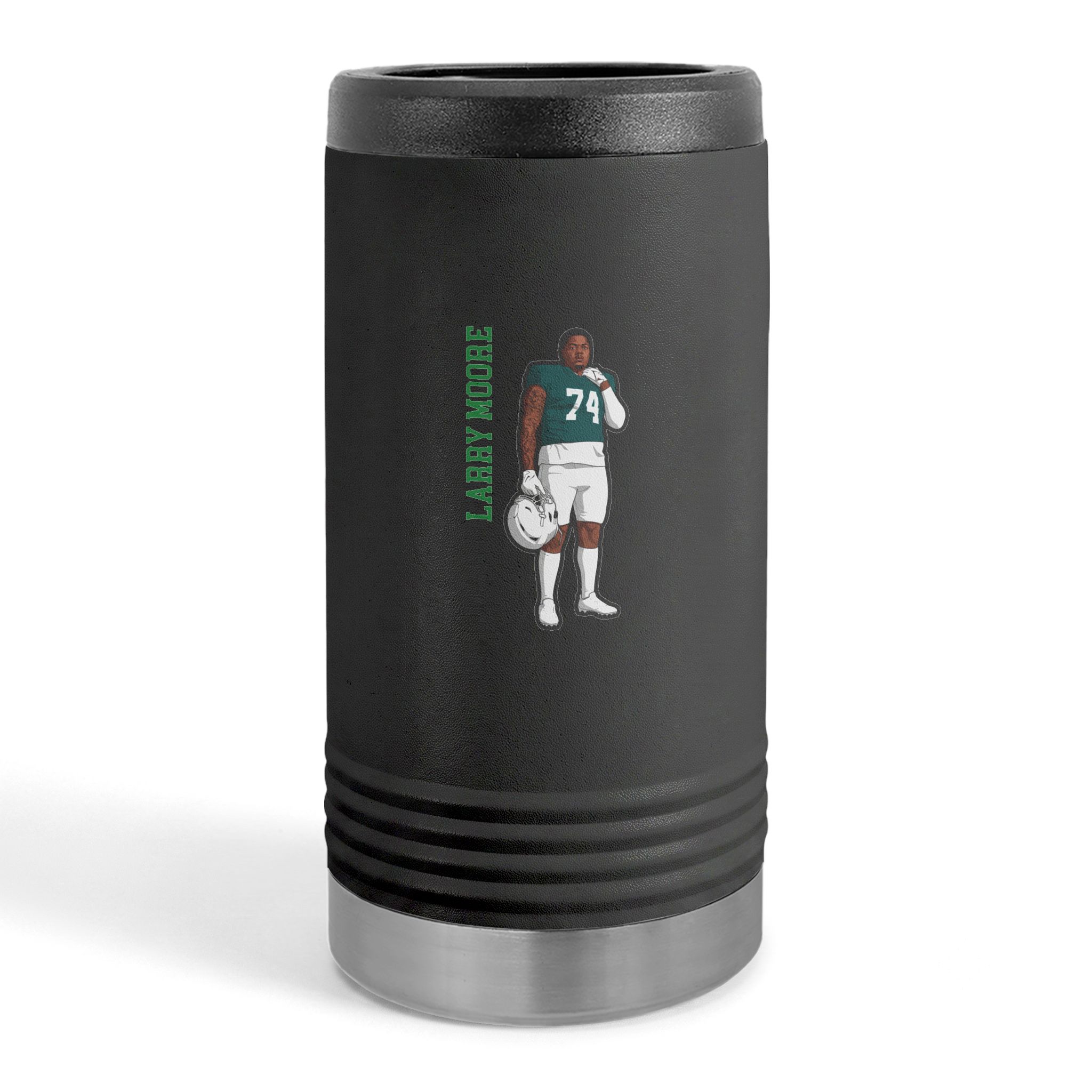 Slim Stainless Can Cooler — character_name_vertical in Black