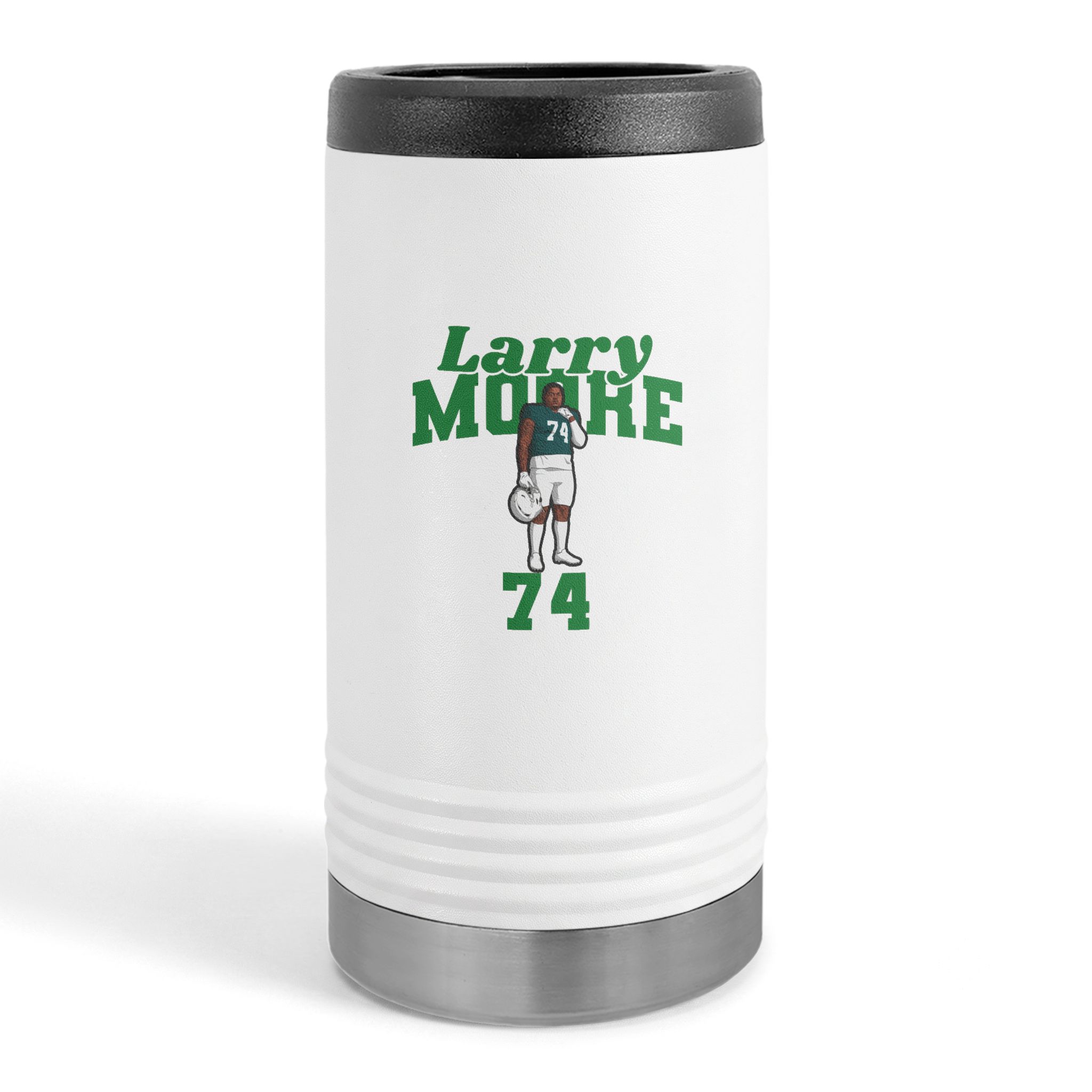 Slim Stainless Can Cooler — character_signature_arch in White