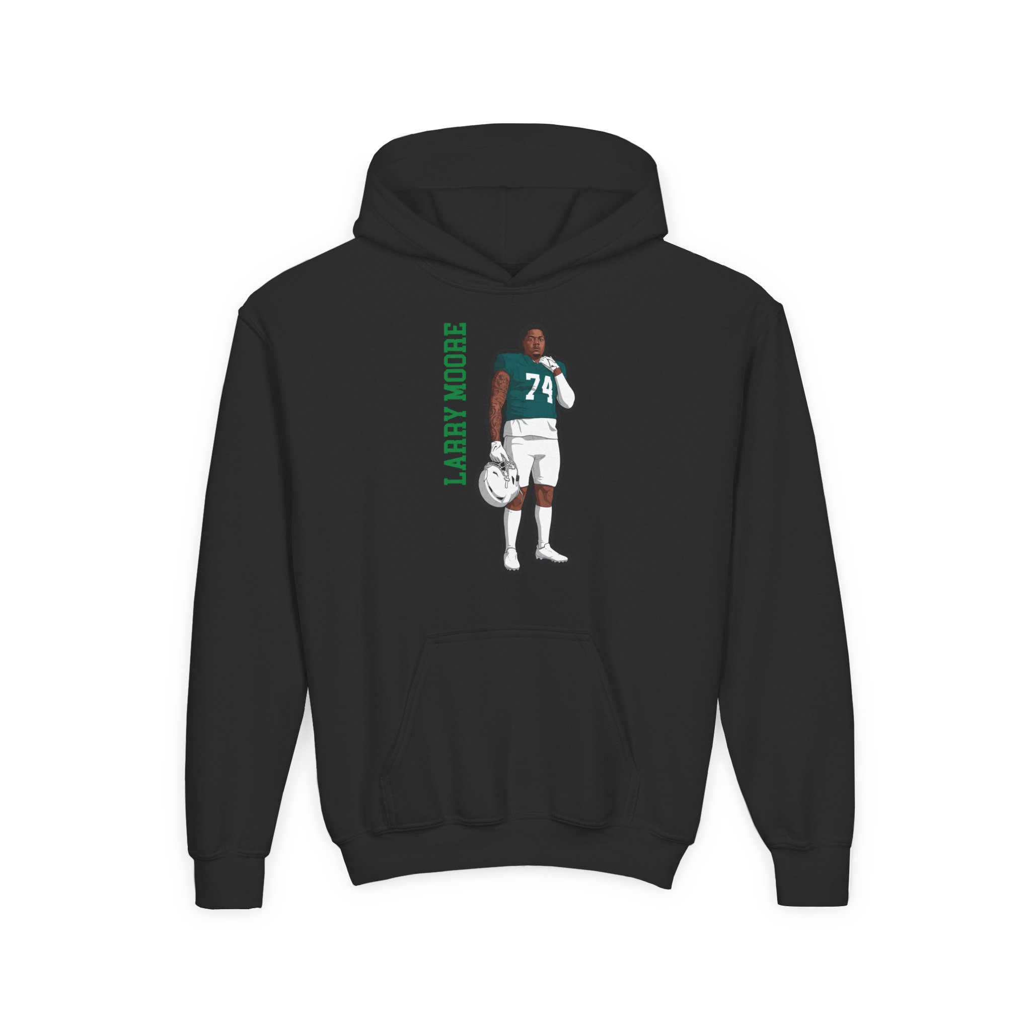 Youth Hoodie — character_name_vertical in Black