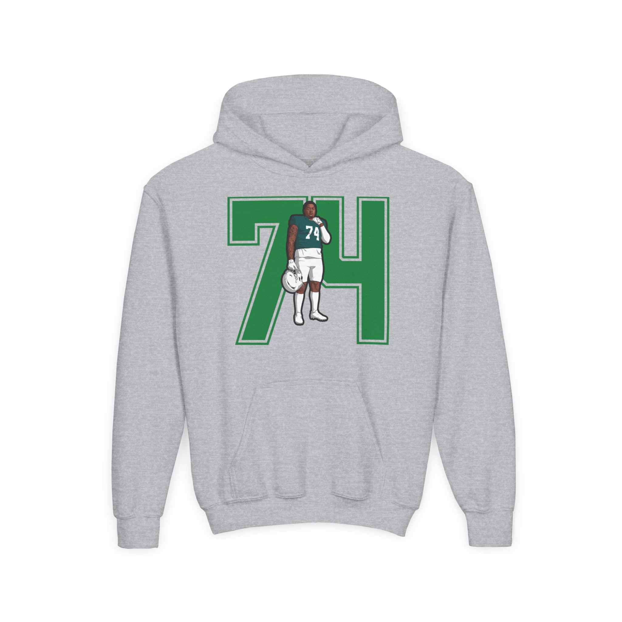 Youth Hoodie — character_number in Grey