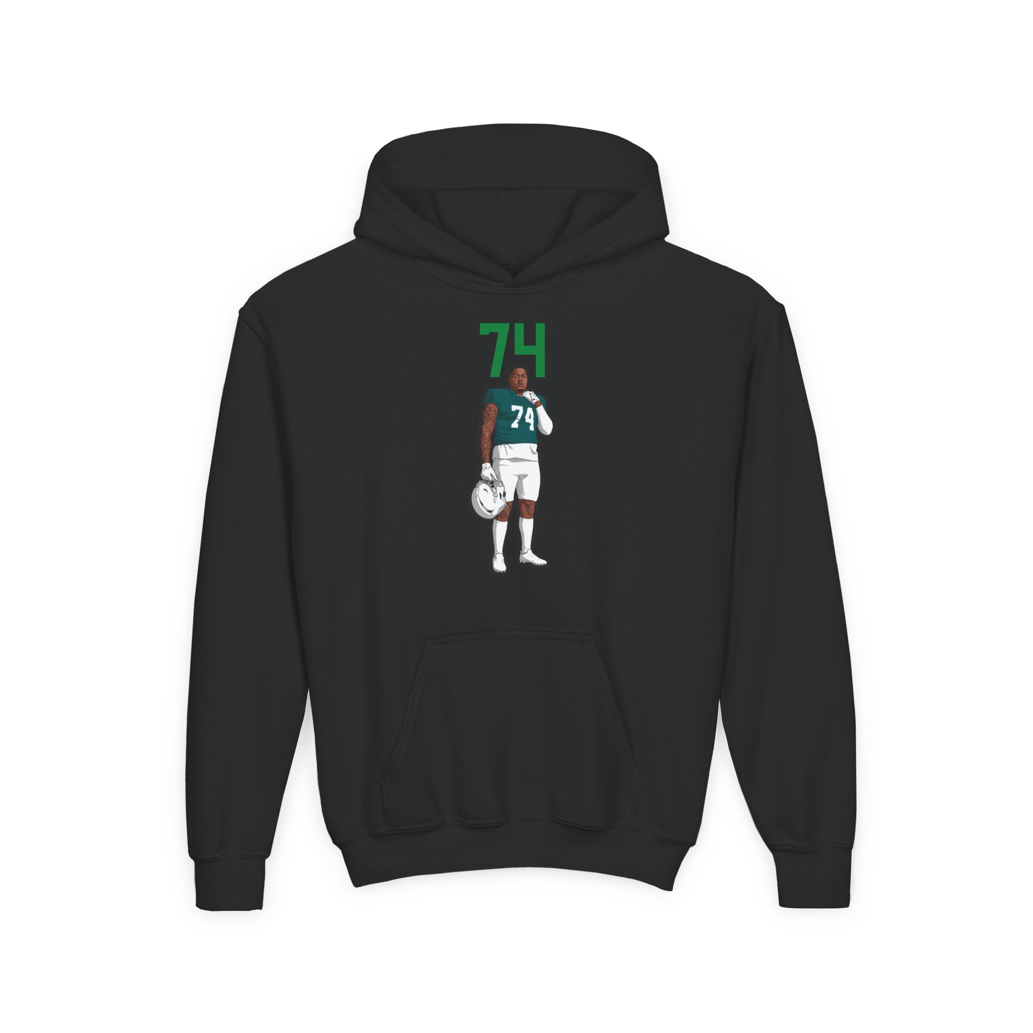 Youth Hoodie — character_number_top in Black