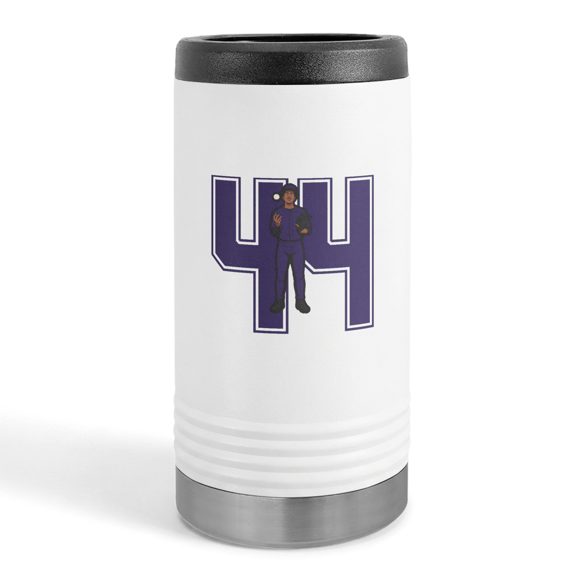 Slim Stainless Can Cooler — character_number in White
